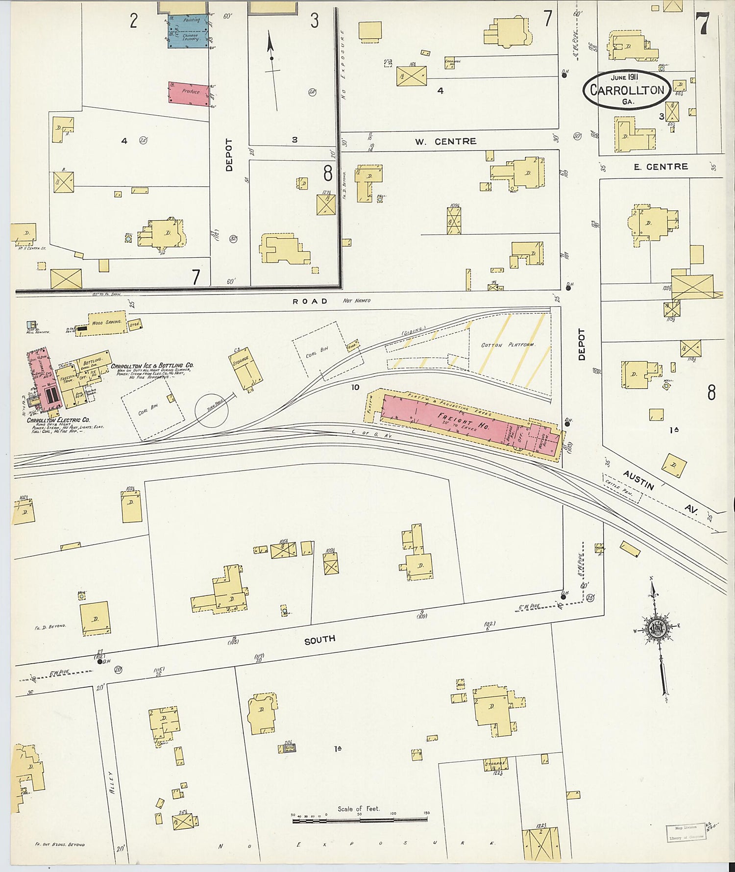 This old map of Carrollton, Carroll County, Georgia was created by Sanborn Map Company in 1911