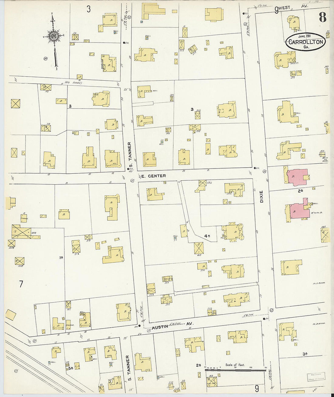 This old map of Carrollton, Carroll County, Georgia was created by Sanborn Map Company in 1911