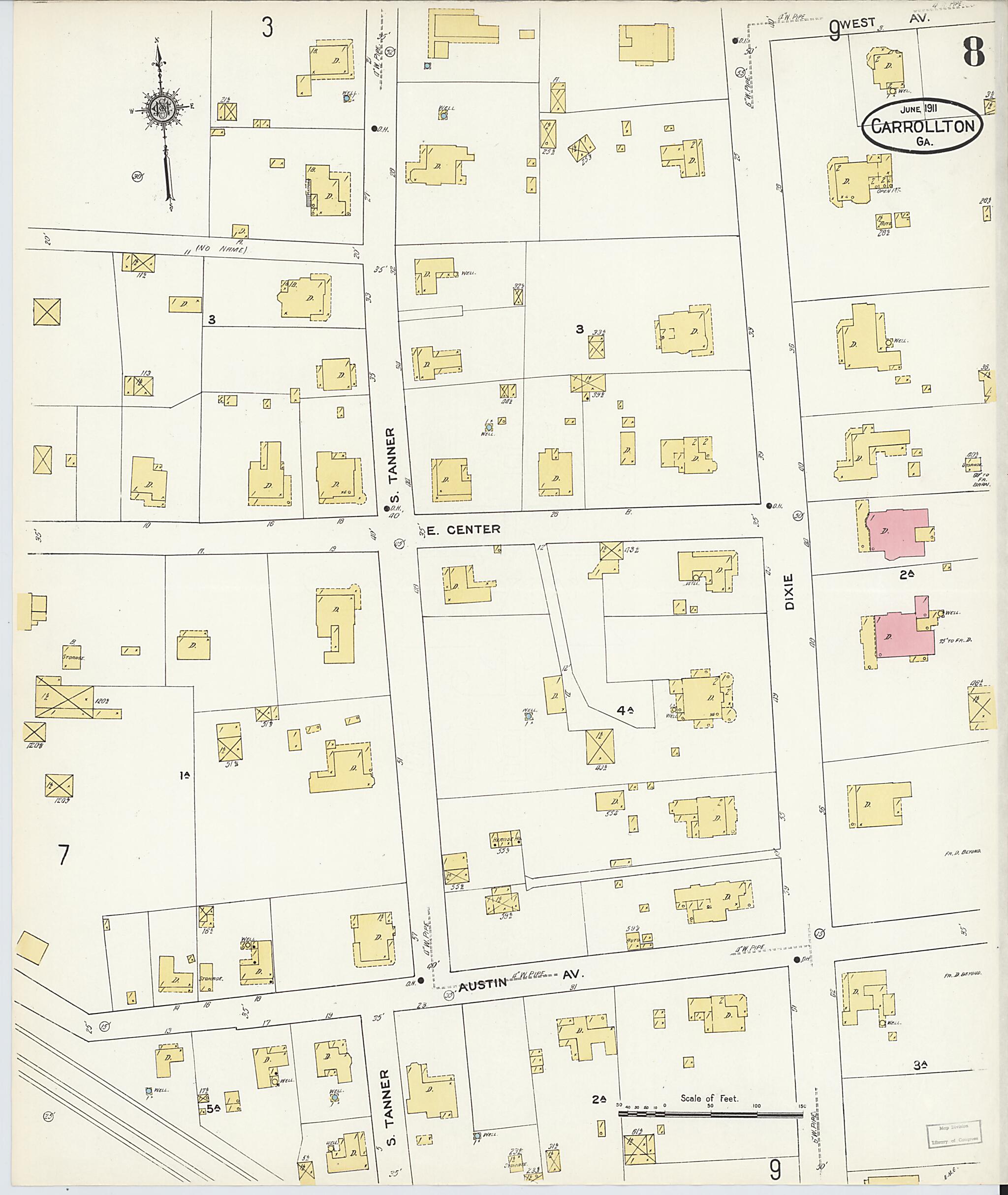 This old map of Carrollton, Carroll County, Georgia was created by Sanborn Map Company in 1911