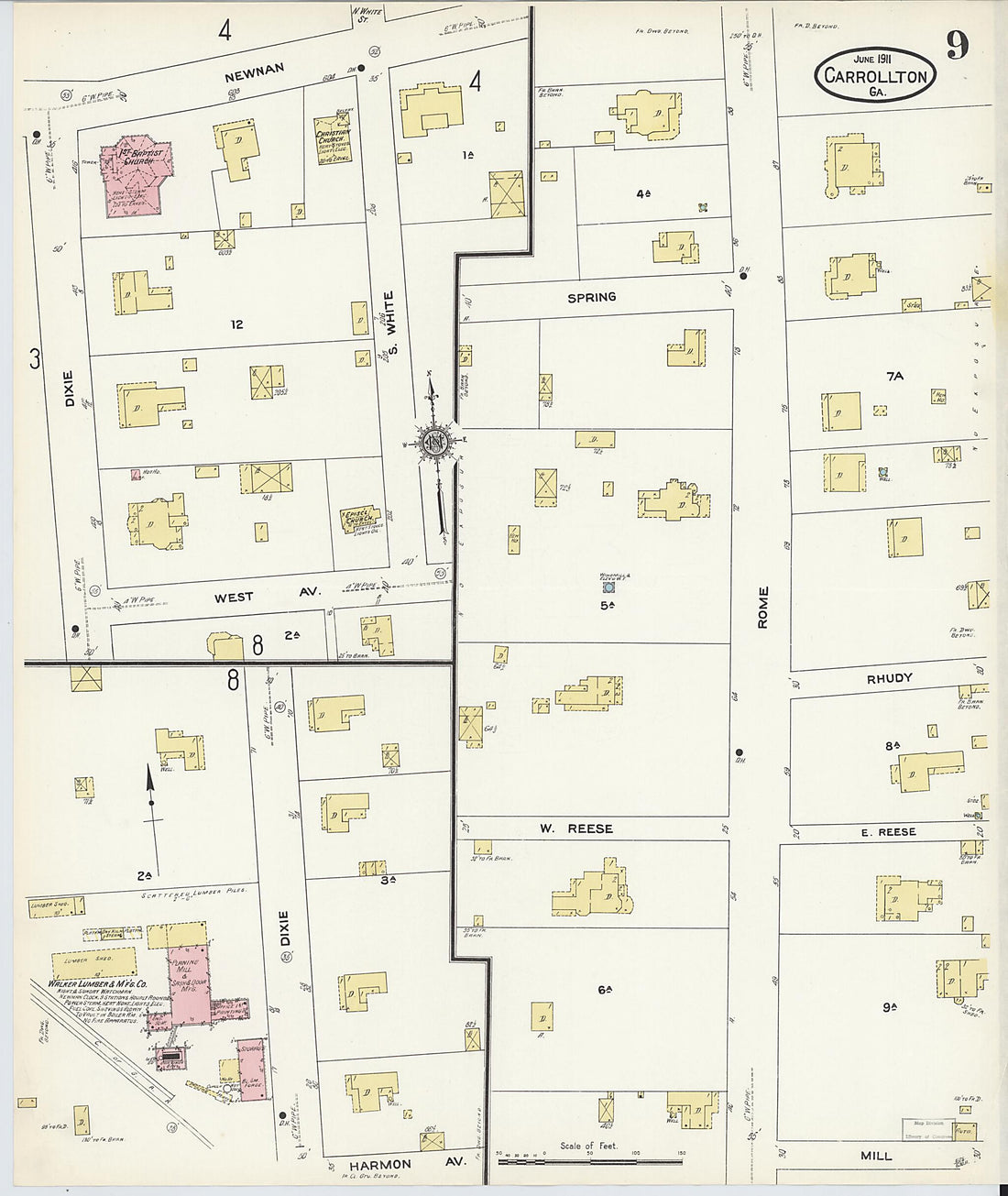 This old map of Carrollton, Carroll County, Georgia was created by Sanborn Map Company in 1911