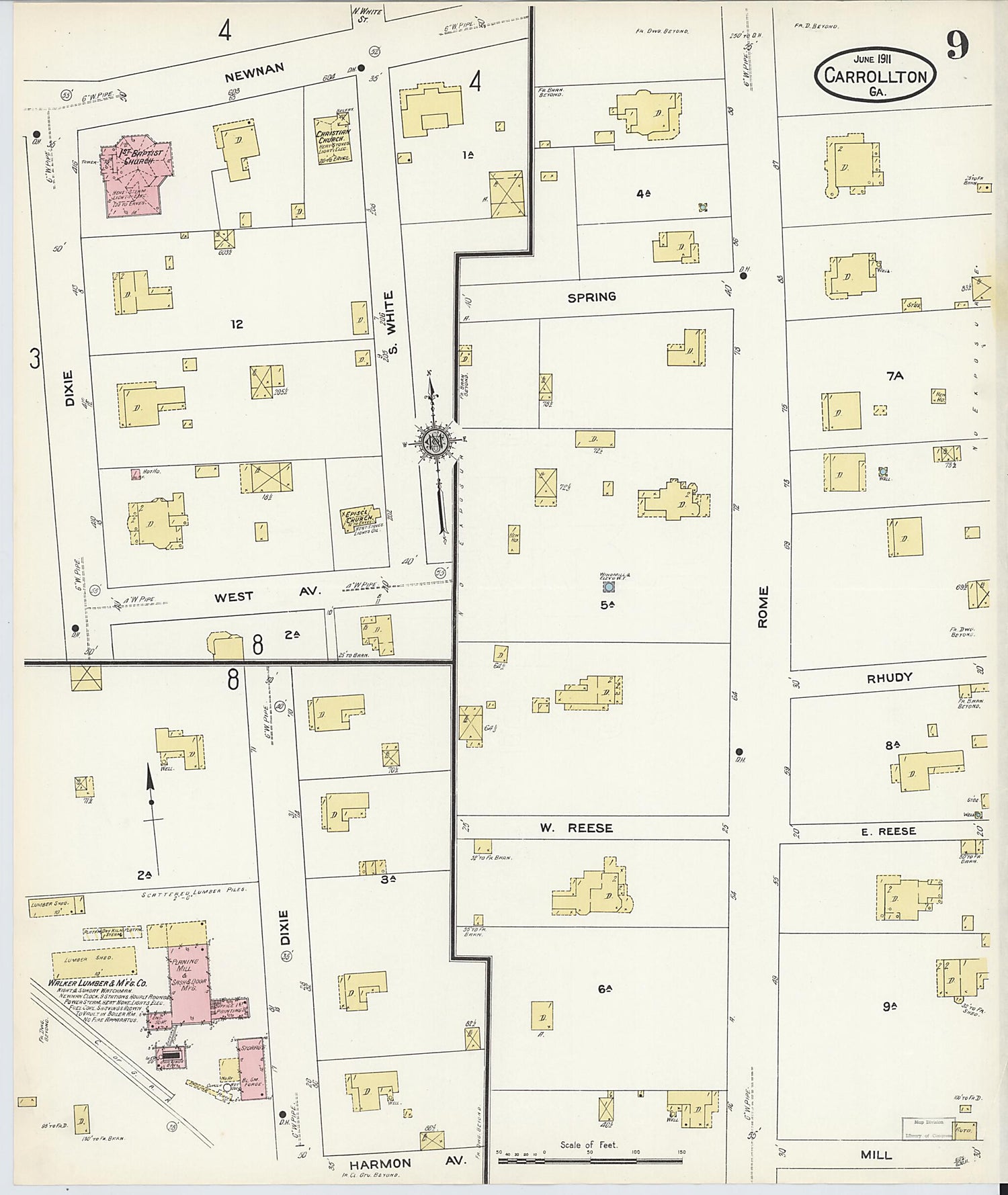 This old map of Carrollton, Carroll County, Georgia was created by Sanborn Map Company in 1911