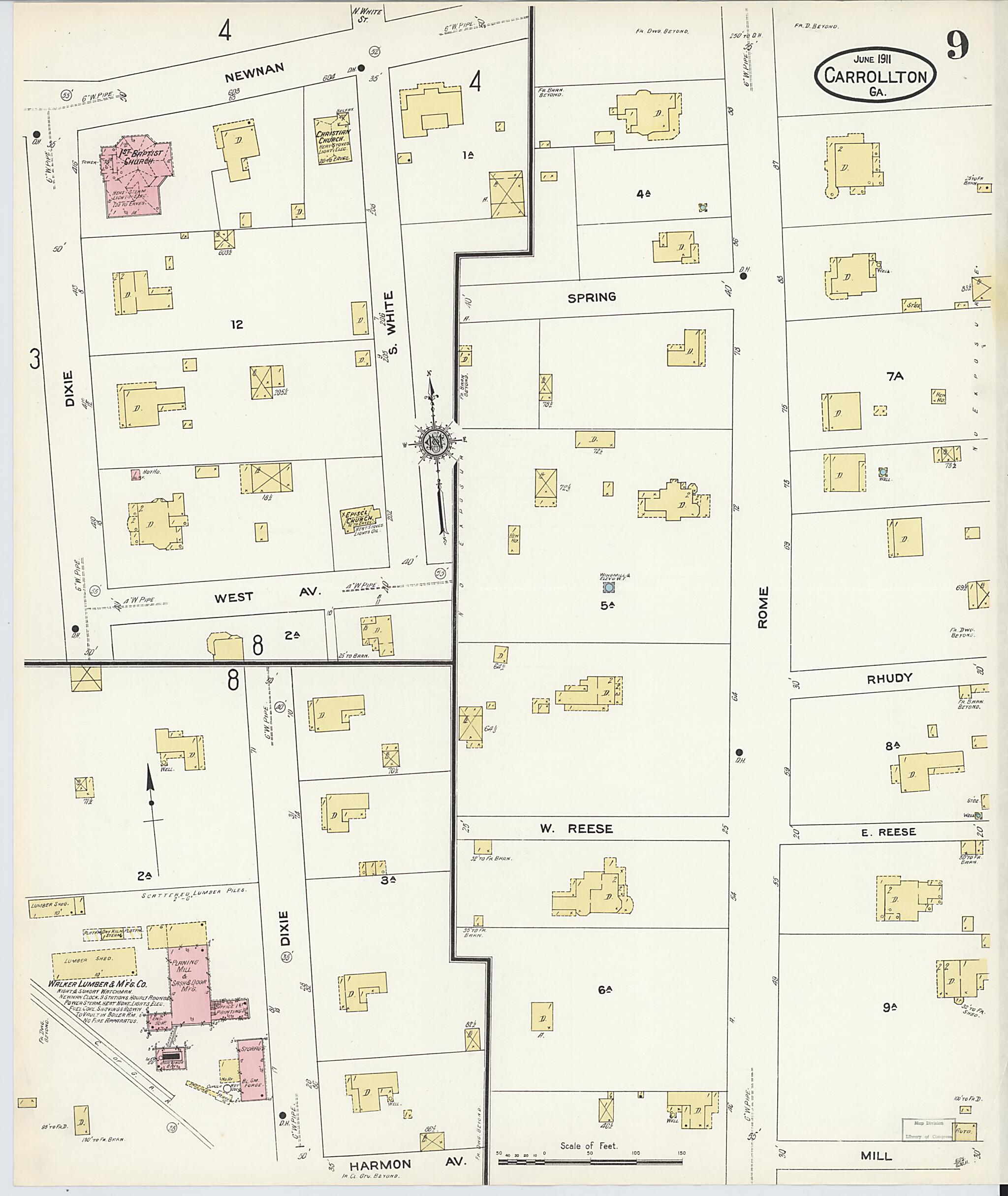 This old map of Carrollton, Carroll County, Georgia was created by Sanborn Map Company in 1911