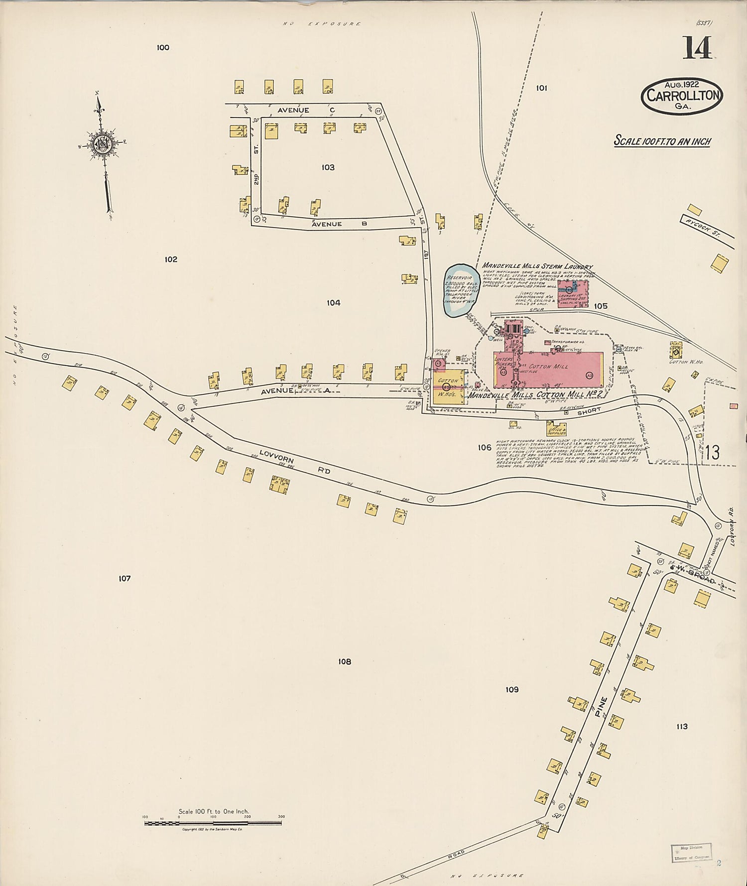 This old map of Carrollton, Carroll County, Georgia was created by Sanborn Map Company in 1922