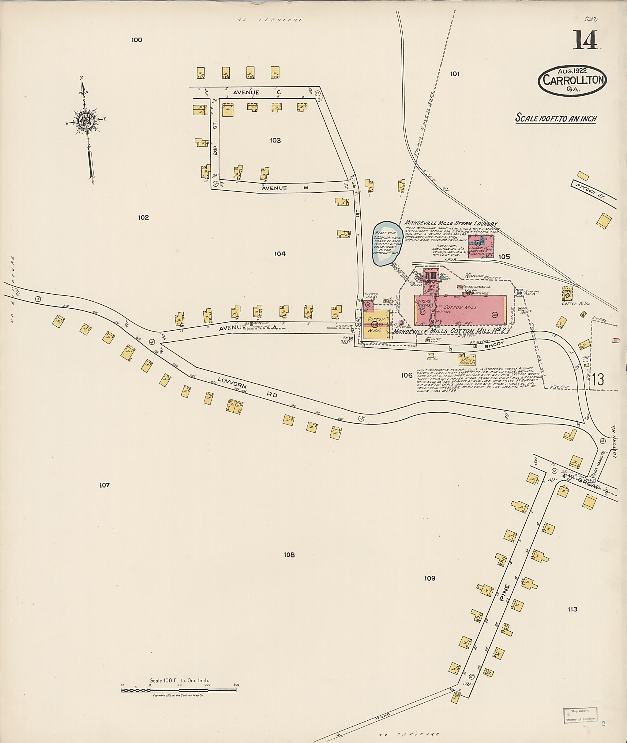 This old map of Carrollton, Carroll County, Georgia was created by Sanborn Map Company in 1922