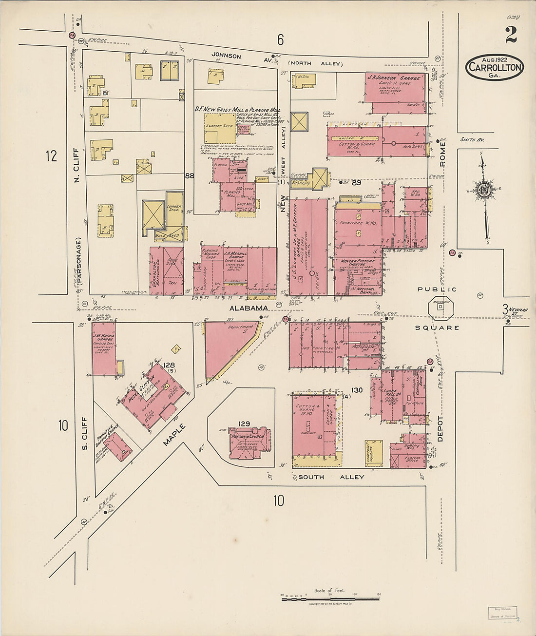 This old map of Carrollton, Carroll County, Georgia was created by Sanborn Map Company in 1922