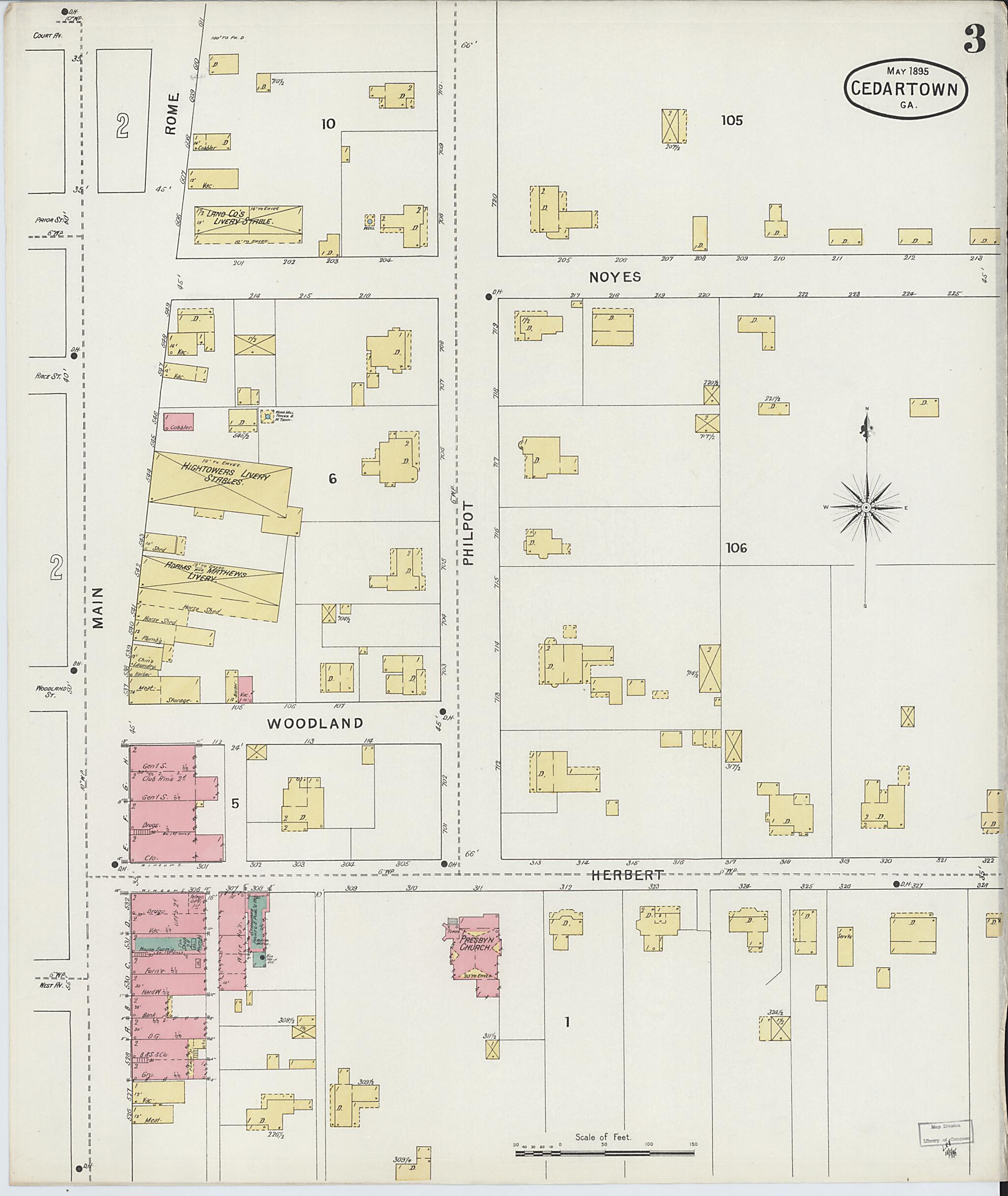 This old map of Cedartown, Polk County, Georgia was created by Sanborn Map Company in 1895