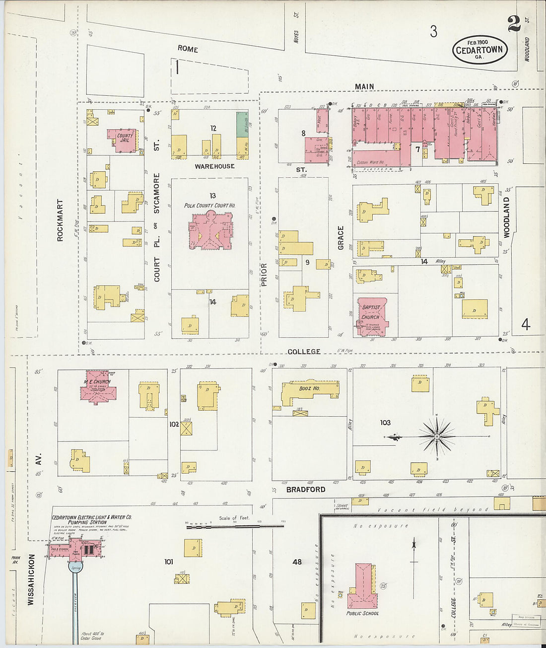 This old map of Cedartown, Polk County, Georgia was created by Sanborn Map Company in 1900