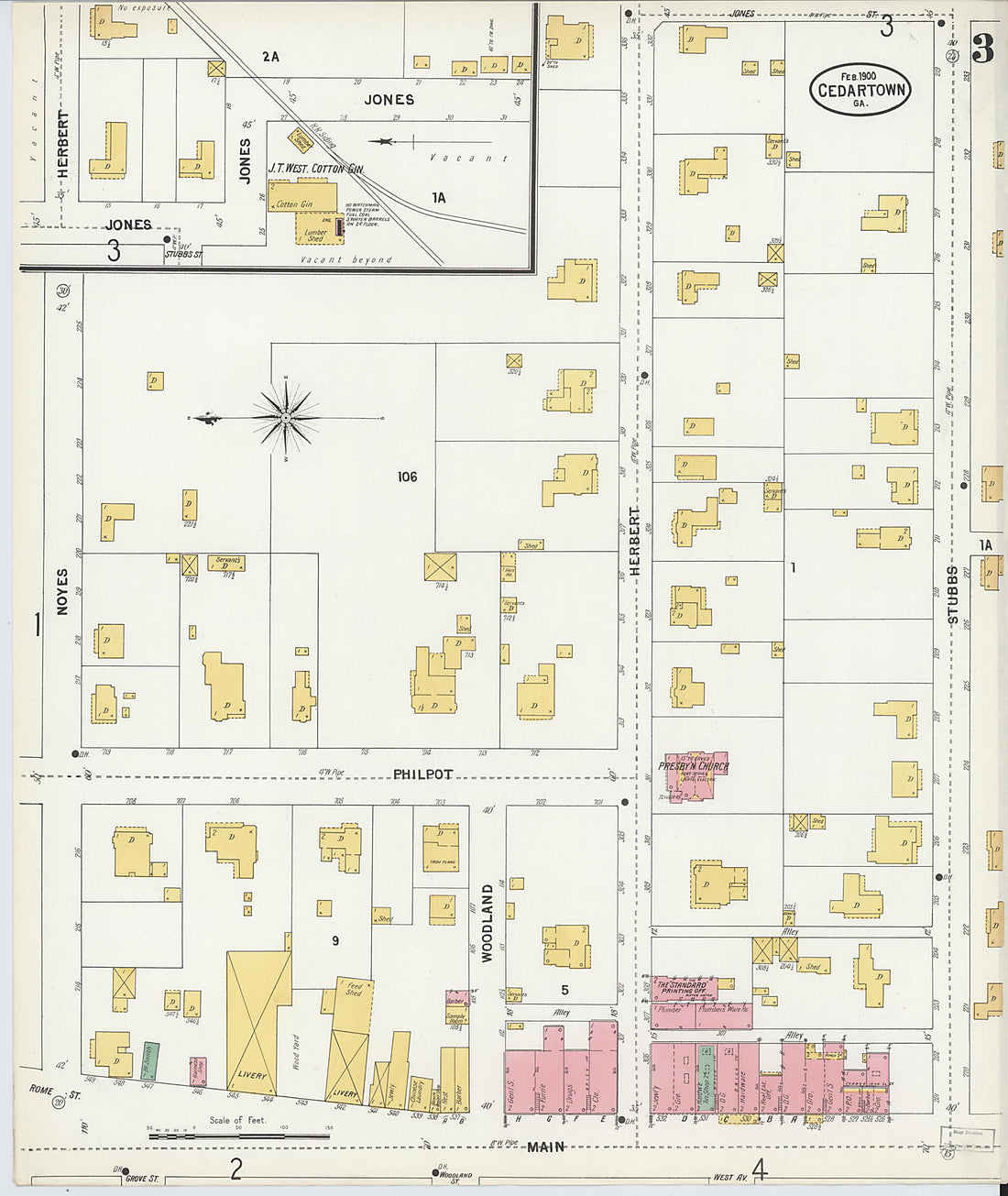 This old map of Cedartown, Polk County, Georgia was created by Sanborn Map Company in 1900