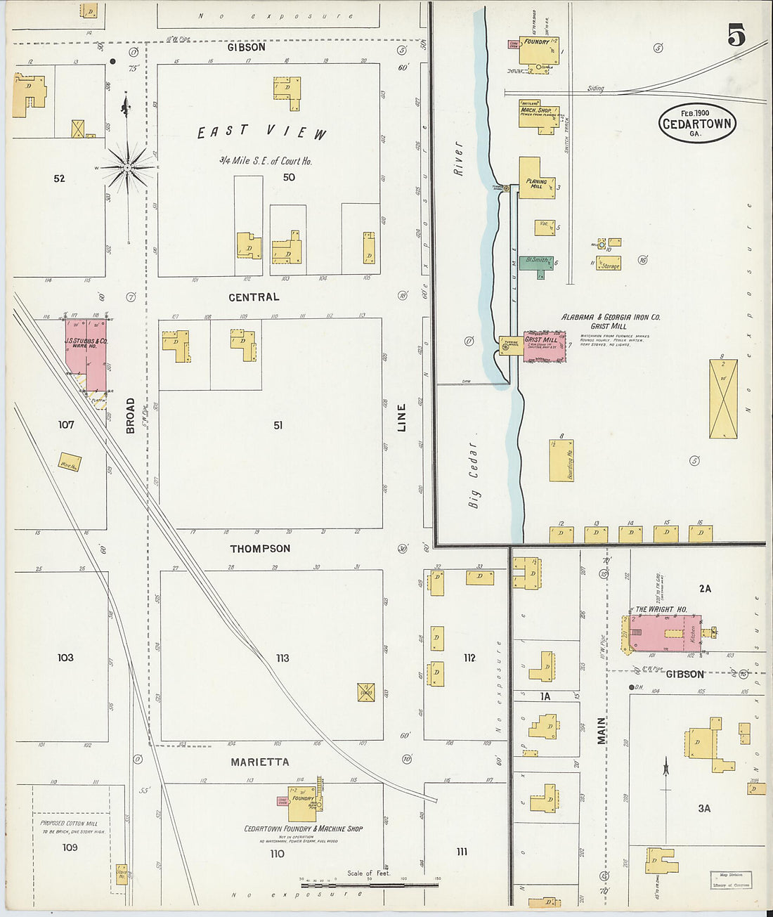 This old map of Cedartown, Polk County, Georgia was created by Sanborn Map Company in 1900