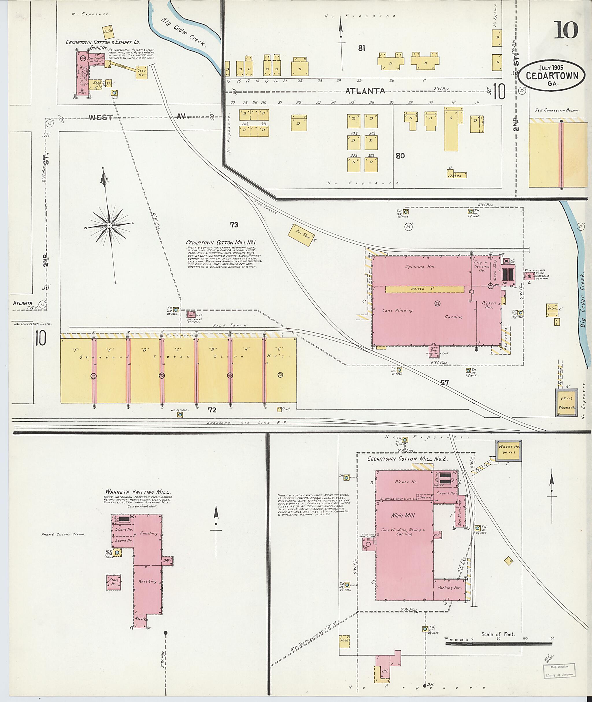 This old map of Cedartown, Polk County, Georgia was created by Sanborn Map Company in 1905