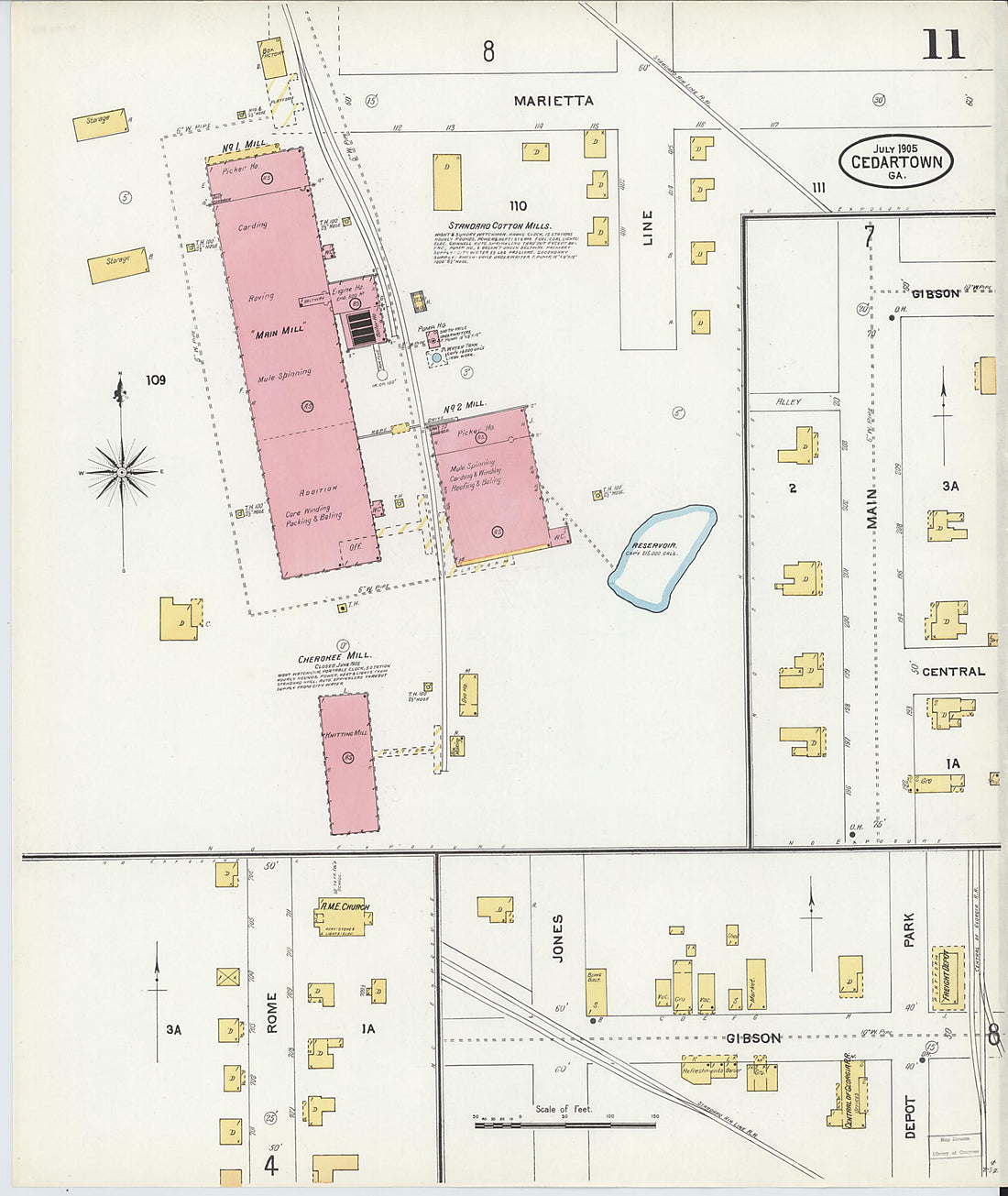 This old map of Cedartown, Polk County, Georgia was created by Sanborn Map Company in 1905