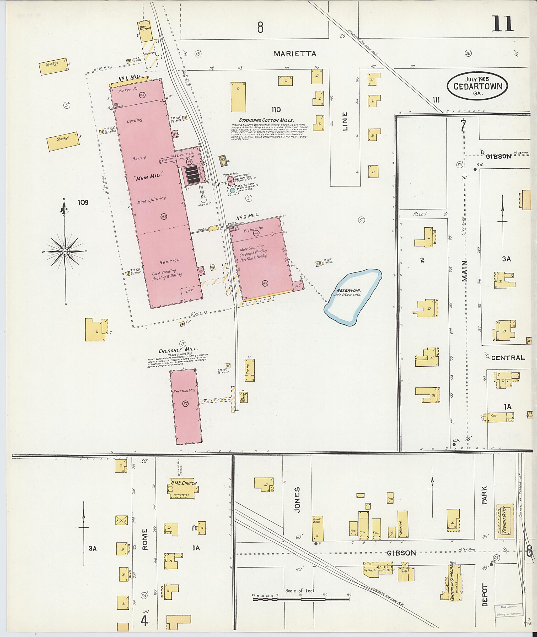 This old map of Cedartown, Polk County, Georgia was created by Sanborn Map Company in 1905