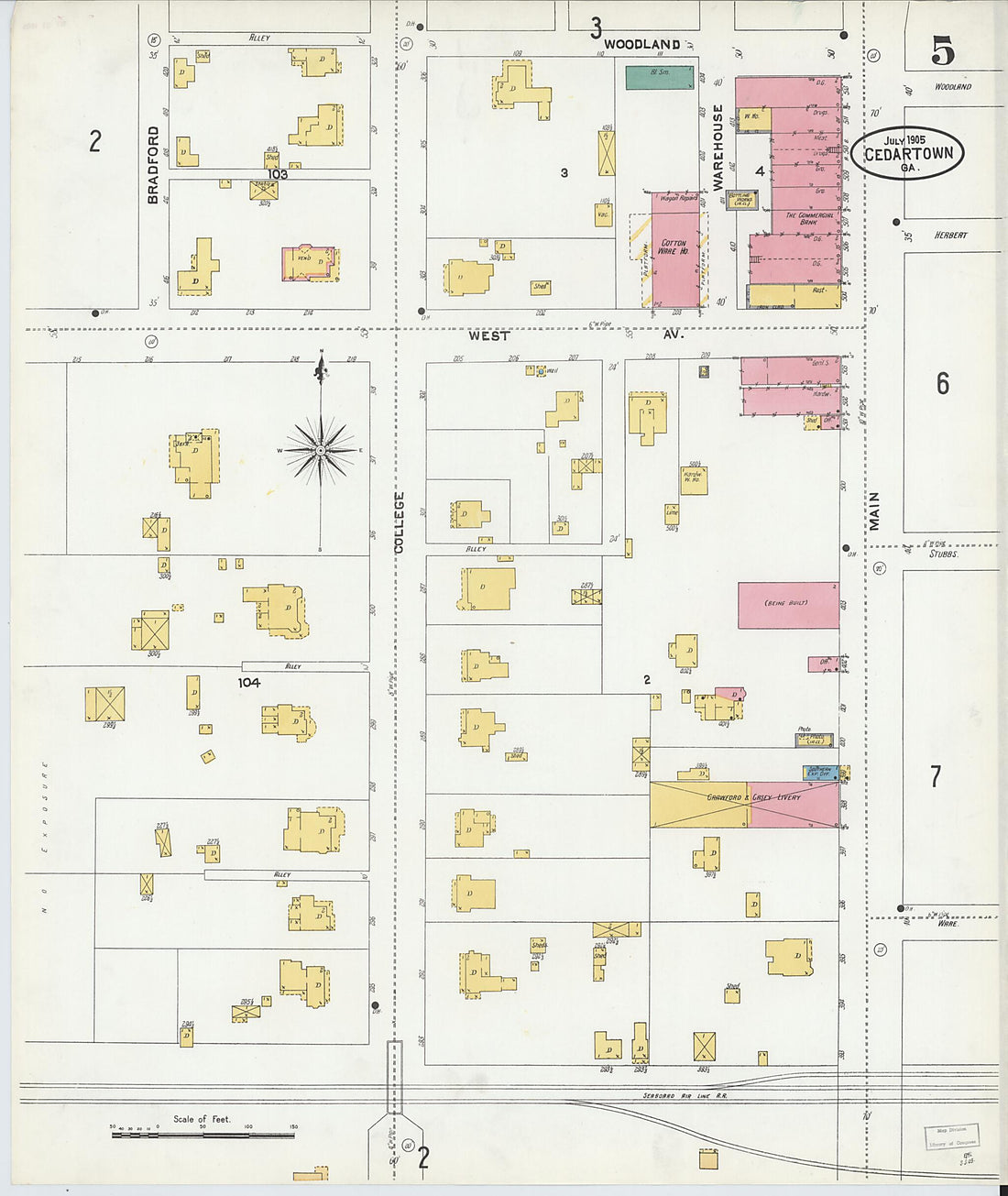 This old map of Cedartown, Polk County, Georgia was created by Sanborn Map Company in 1905