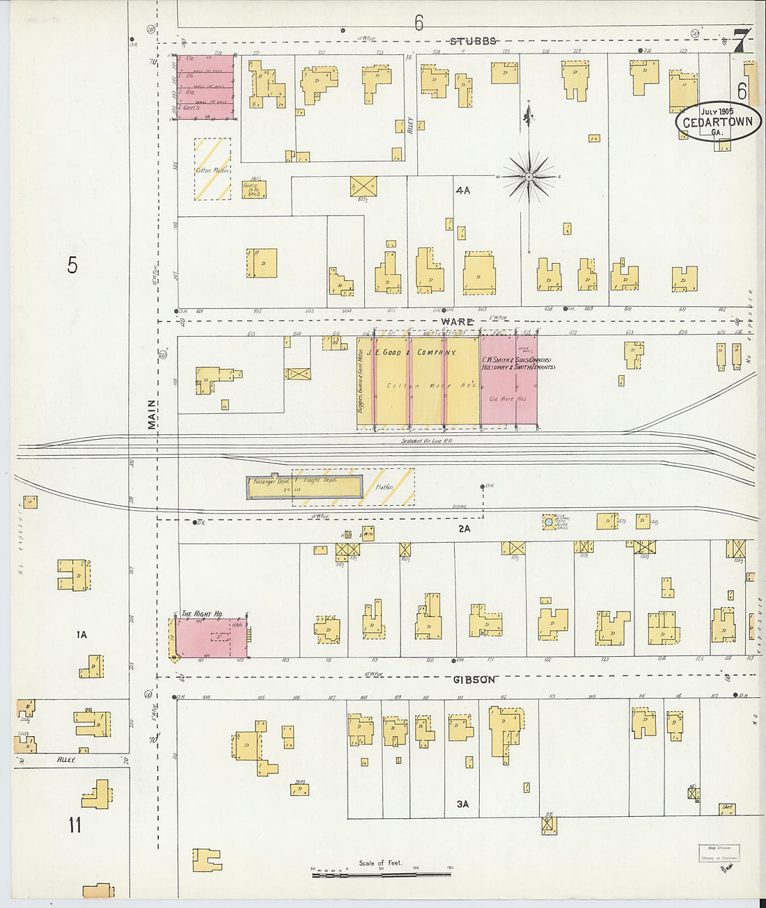 This old map of Cedartown, Polk County, Georgia was created by Sanborn Map Company in 1905