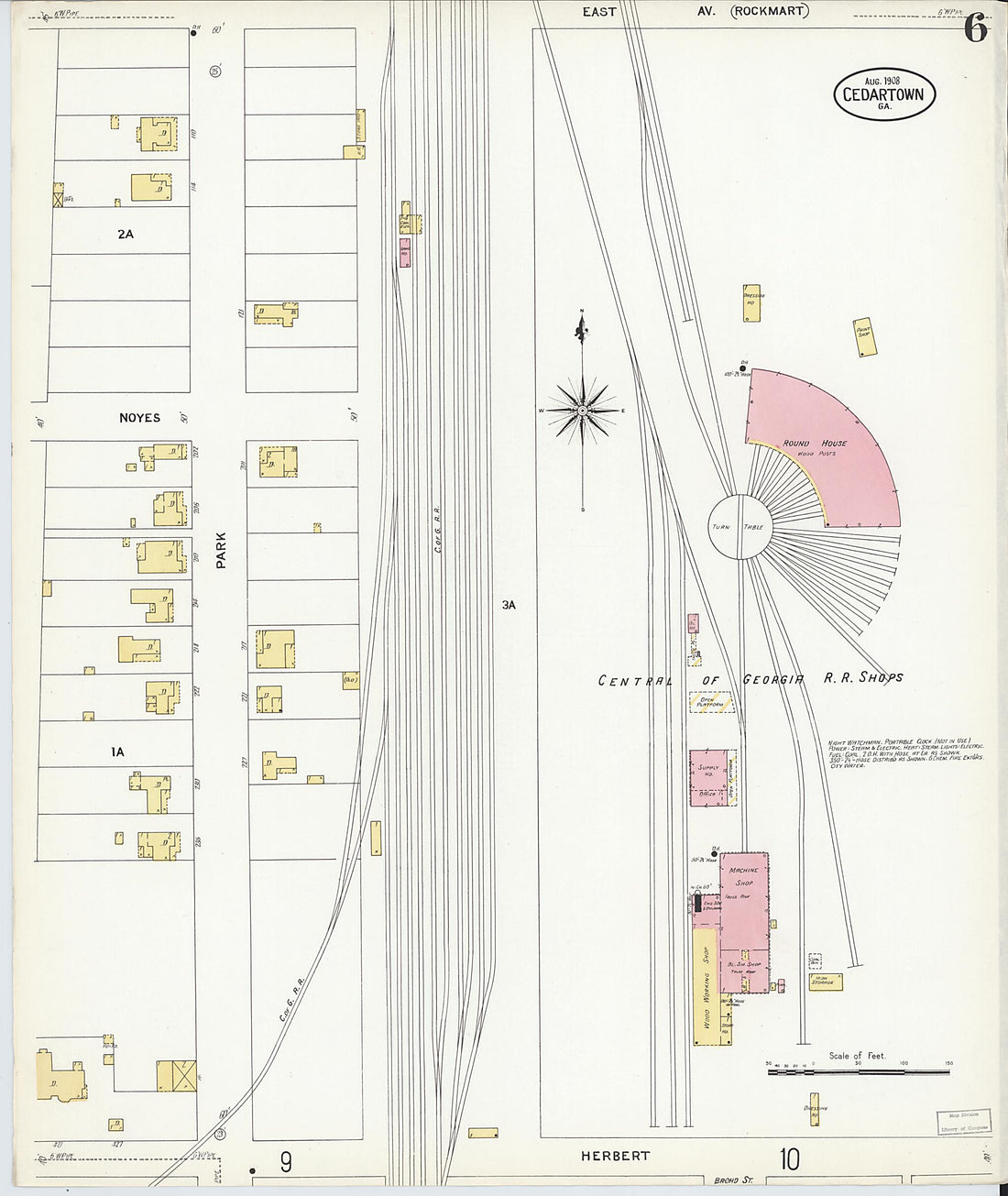 This old map of Cedartown, Polk County, Georgia was created by Sanborn Map Company in 1908