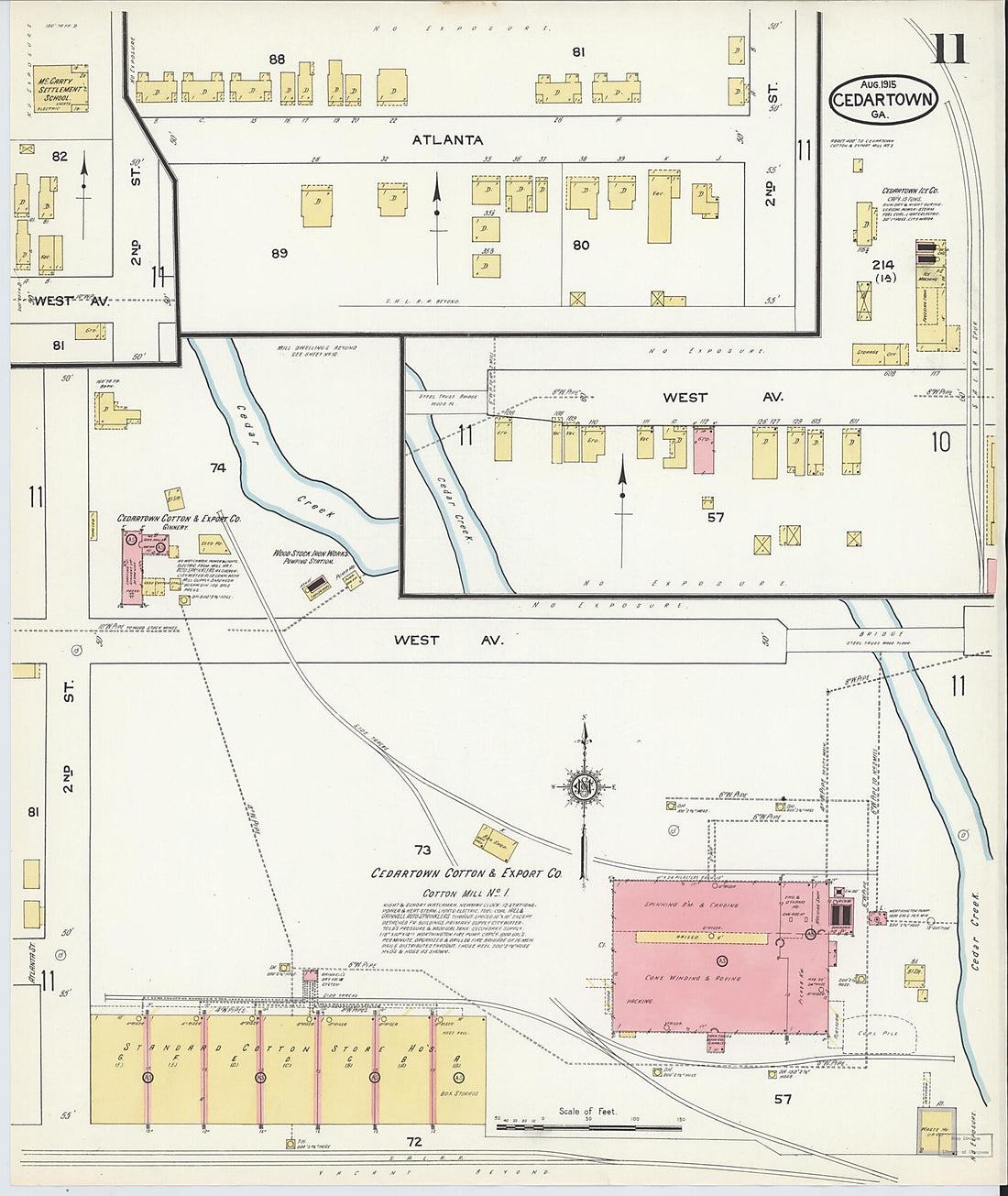 This old map of Cedartown, Polk County, Georgia was created by Sanborn Map Company in 1915