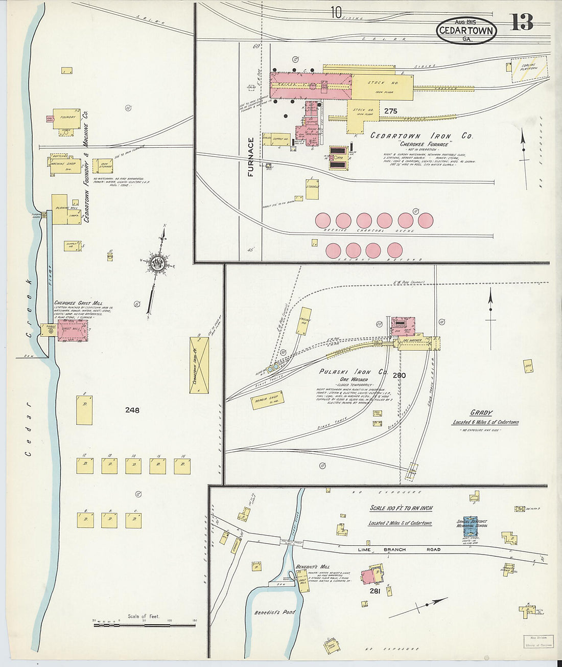 This old map of Cedartown, Polk County, Georgia was created by Sanborn Map Company in 1915