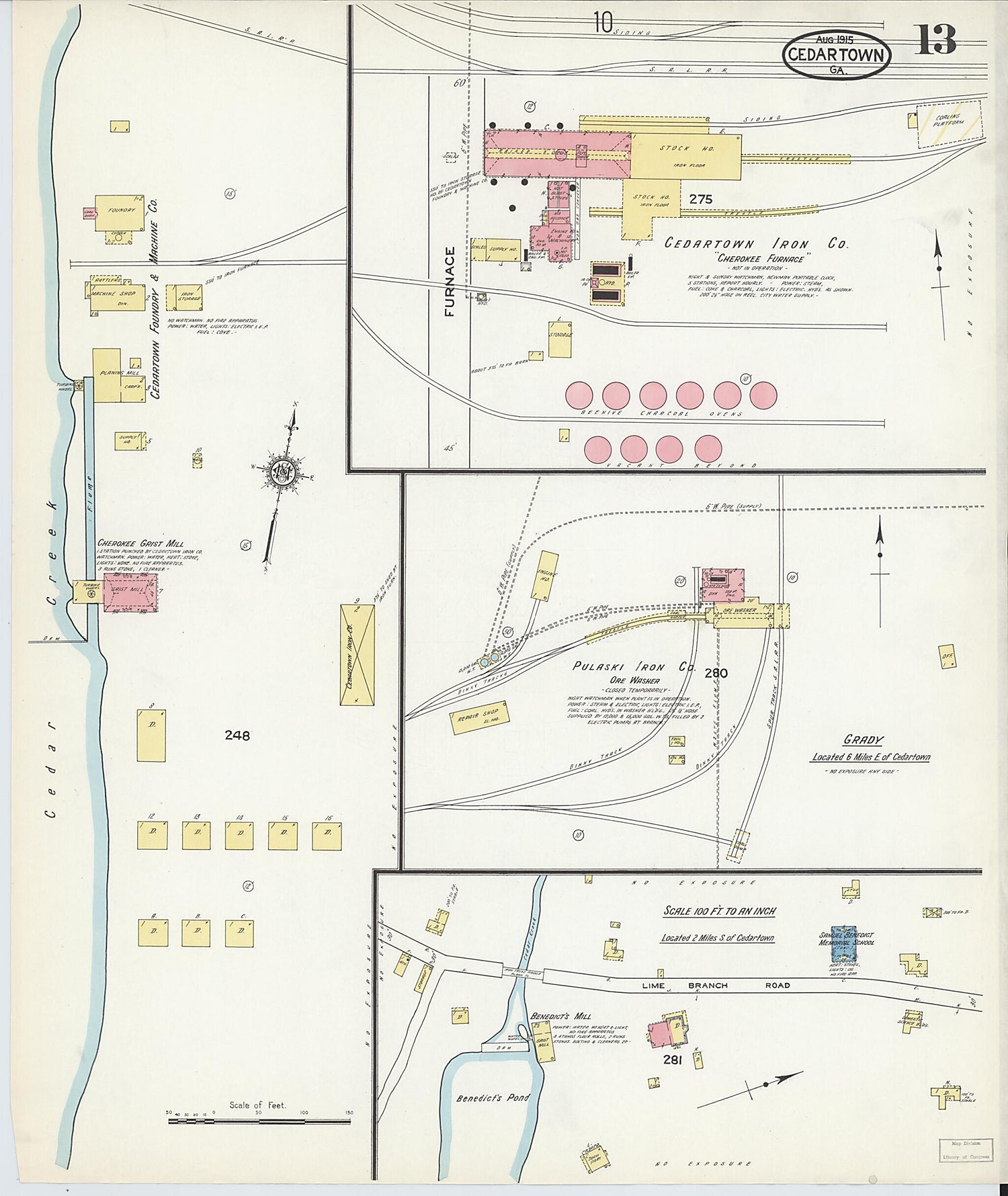 This old map of Cedartown, Polk County, Georgia was created by Sanborn Map Company in 1915