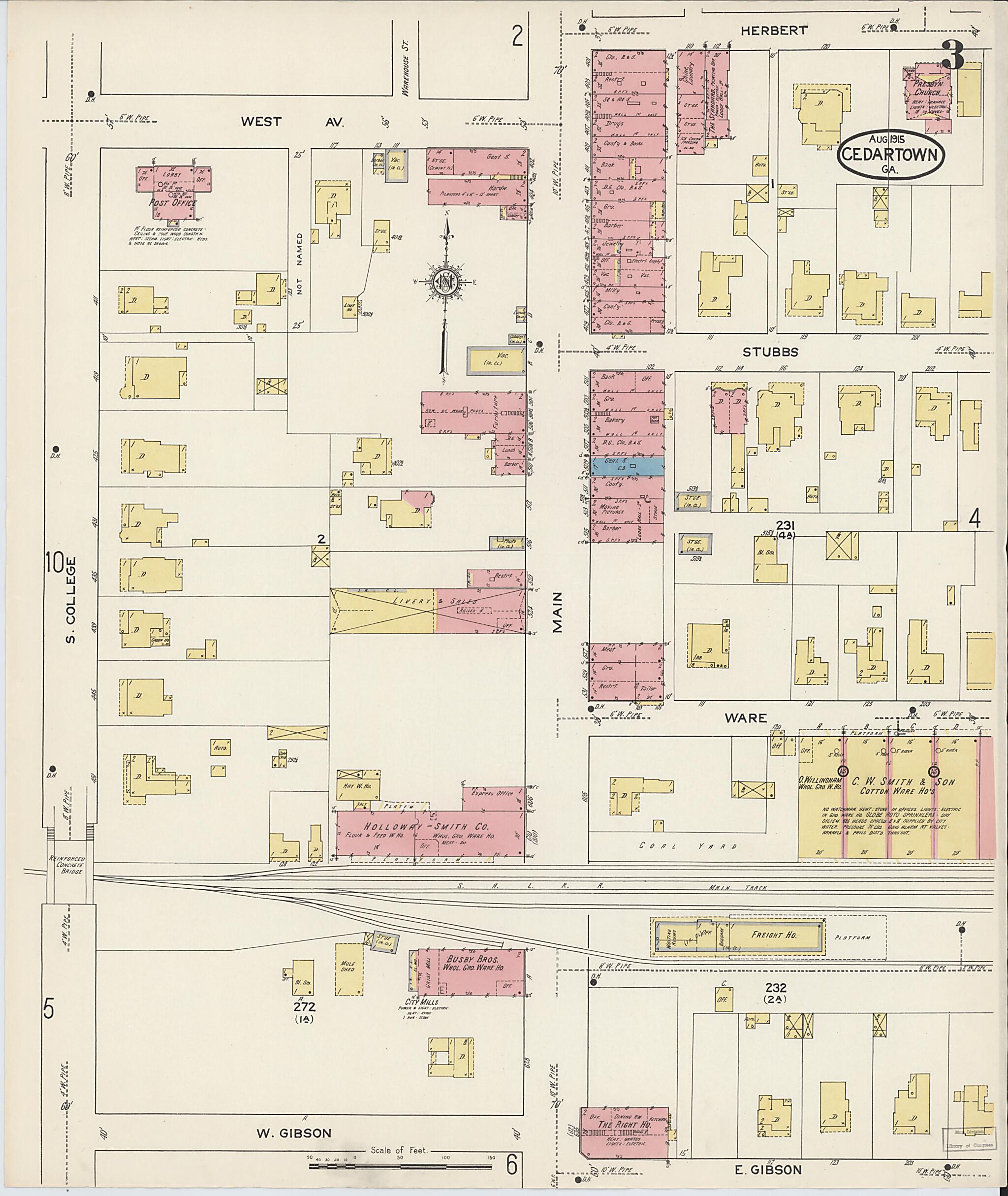 This old map of Cedartown, Polk County, Georgia was created by Sanborn Map Company in 1915