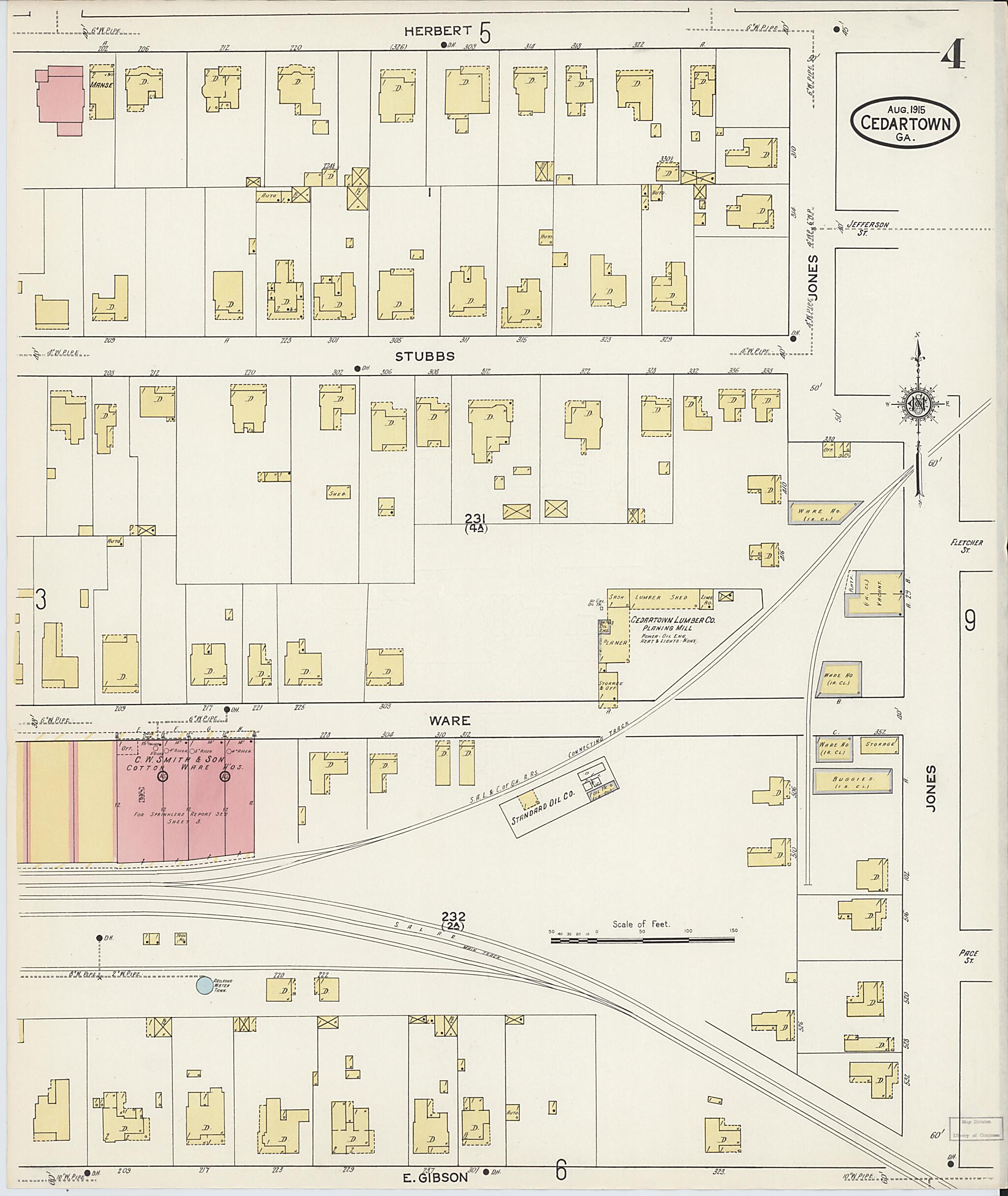 This old map of Cedartown, Polk County, Georgia was created by Sanborn Map Company in 1915