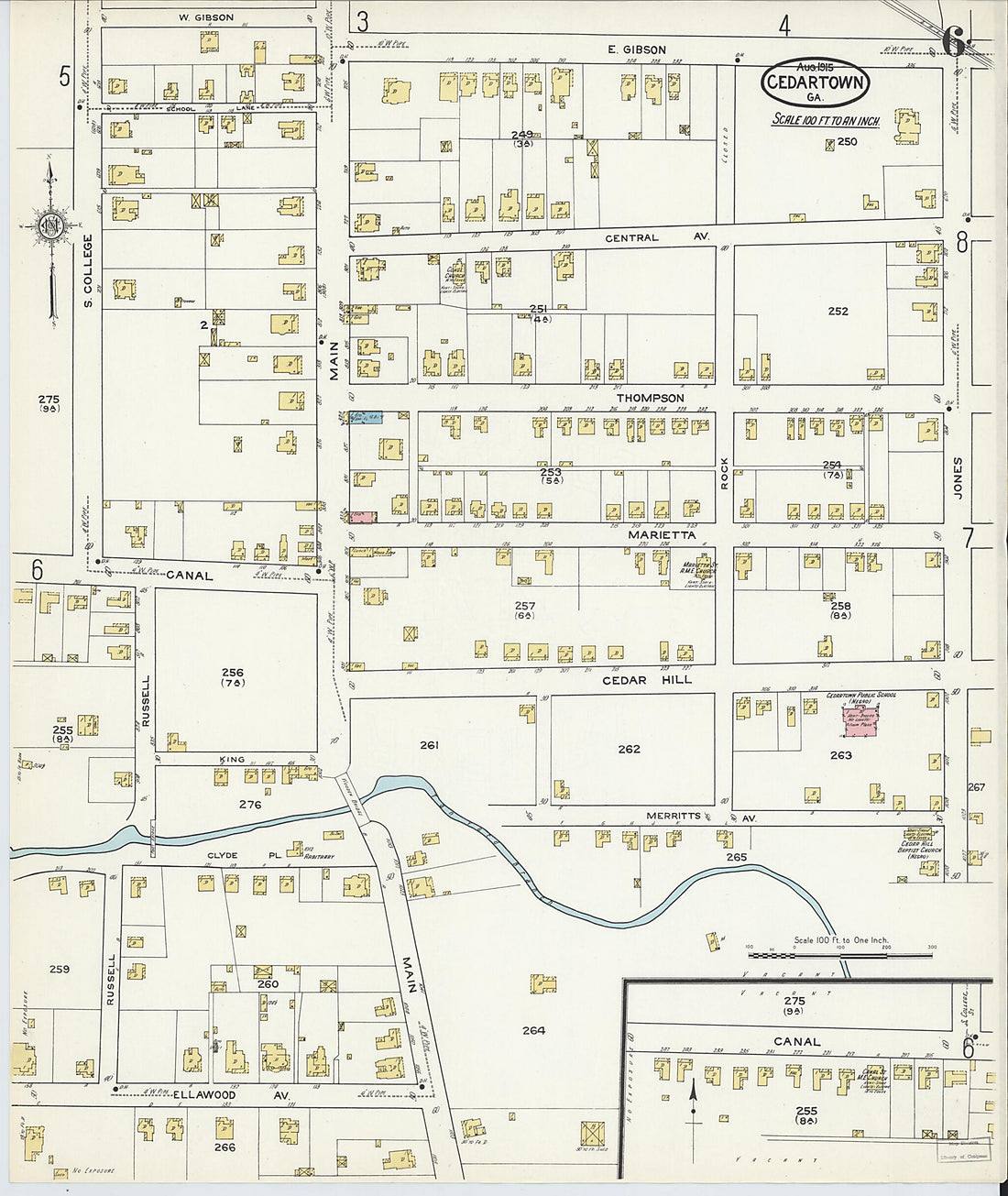 This old map of Cedartown, Polk County, Georgia was created by Sanborn Map Company in 1915