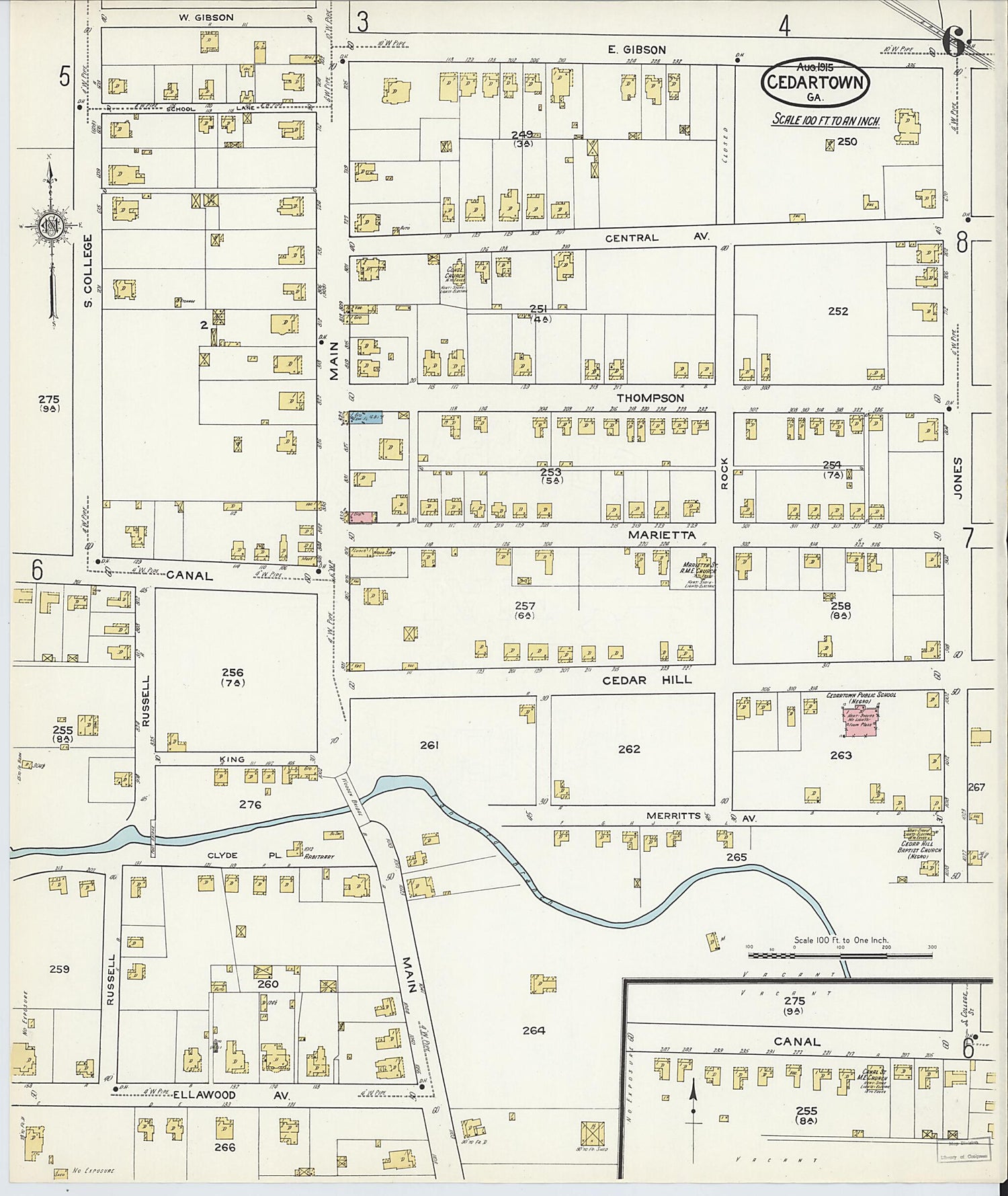 This old map of Cedartown, Polk County, Georgia was created by Sanborn Map Company in 1915