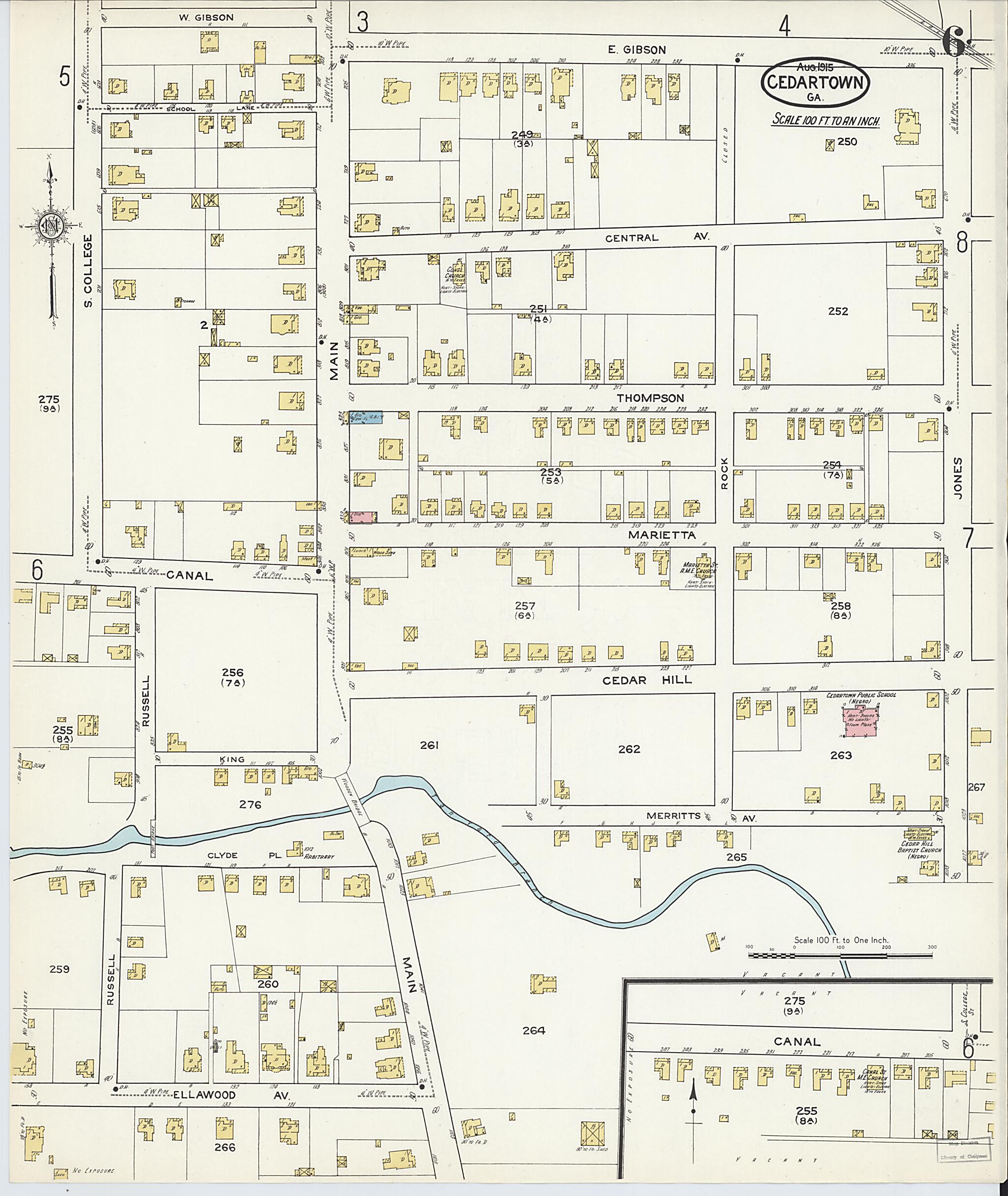 This old map of Cedartown, Polk County, Georgia was created by Sanborn Map Company in 1915