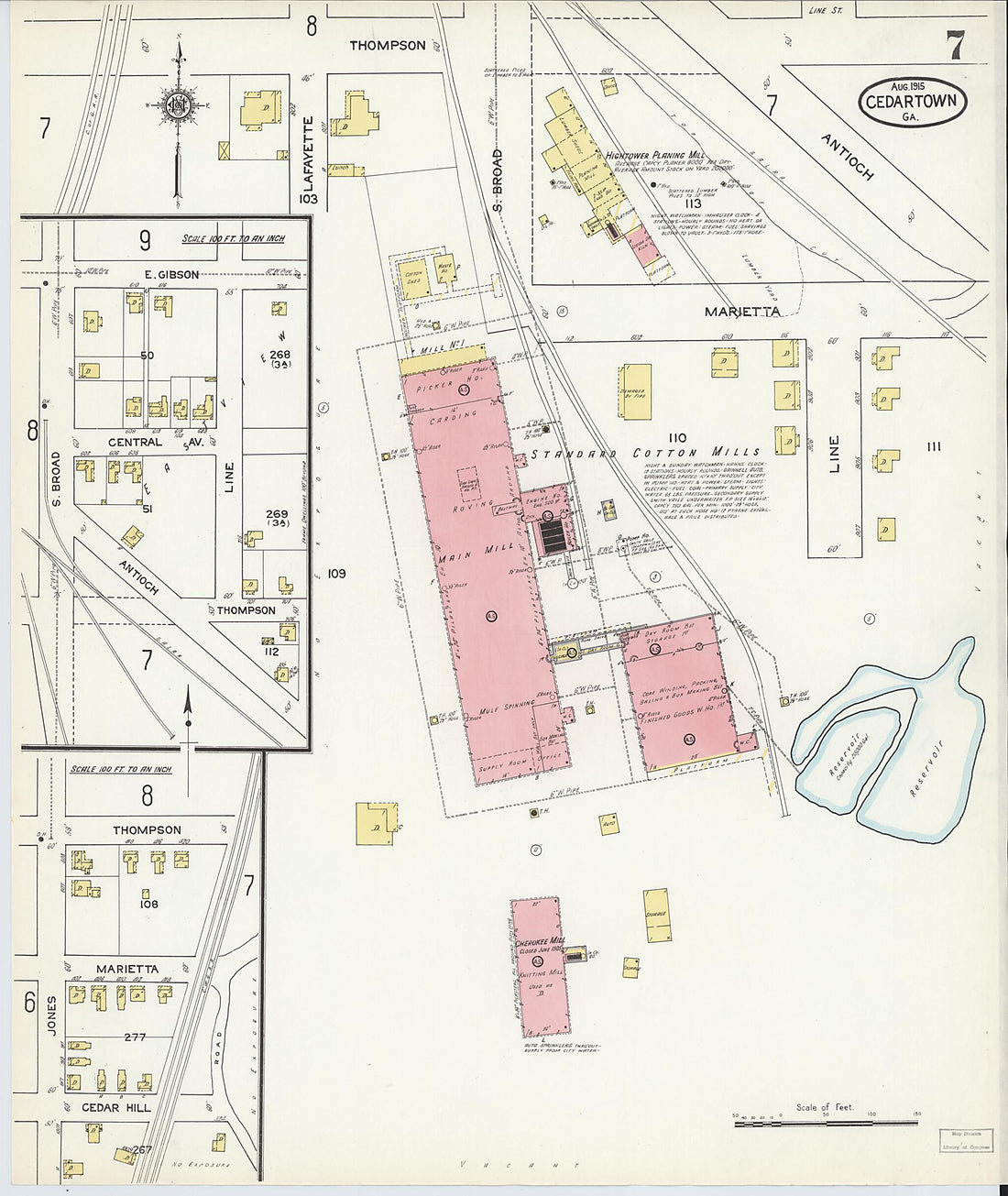 This old map of Cedartown, Polk County, Georgia was created by Sanborn Map Company in 1915