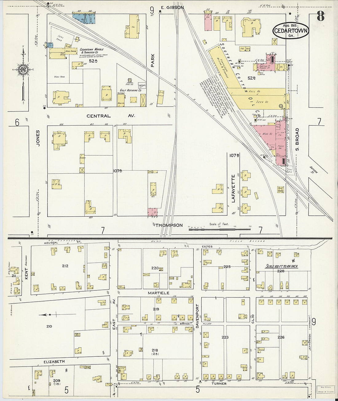 This old map of Cedartown, Polk County, Georgia was created by Sanborn Map Company in 1915