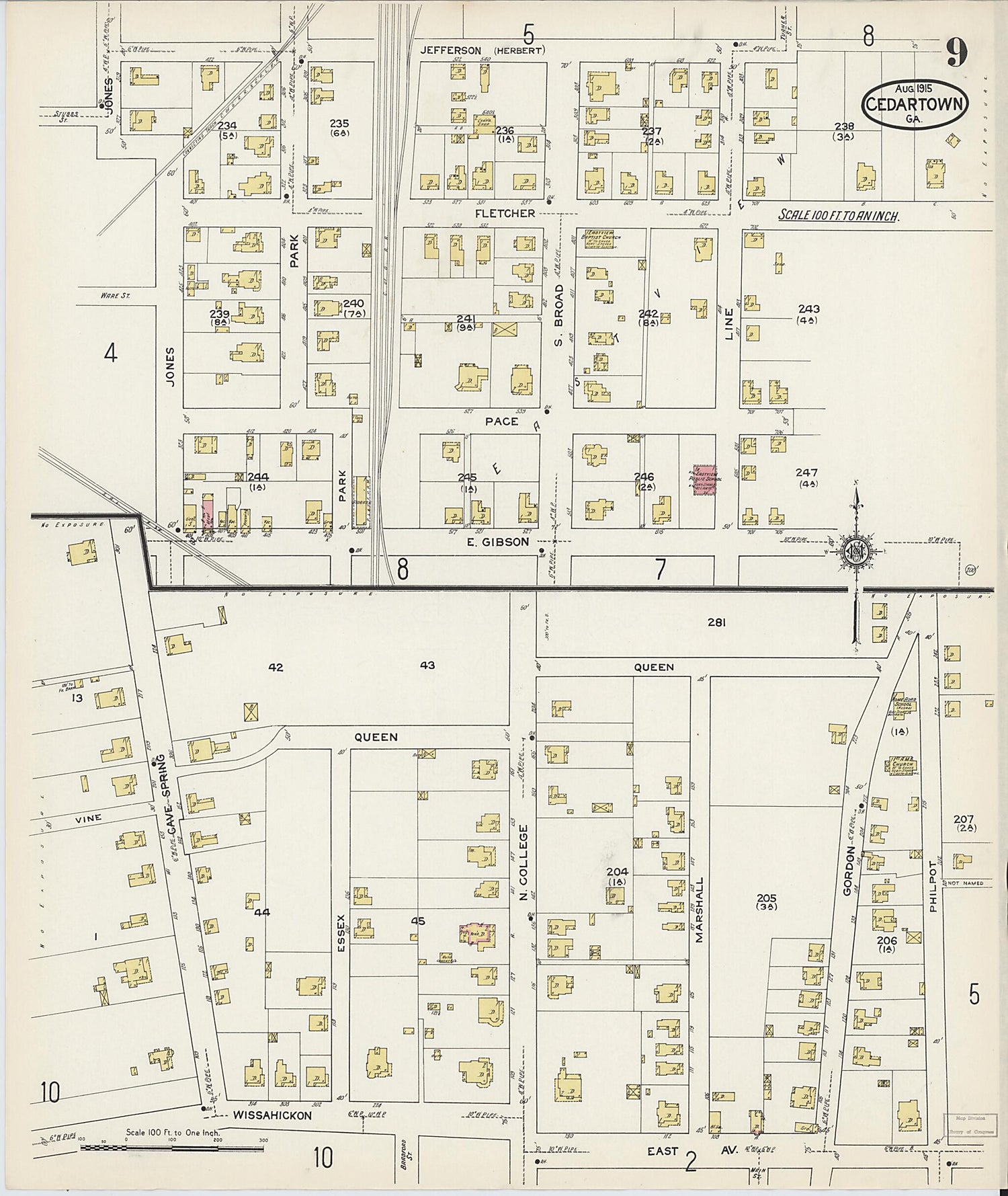 This old map of Cedartown, Polk County, Georgia was created by Sanborn Map Company in 1915