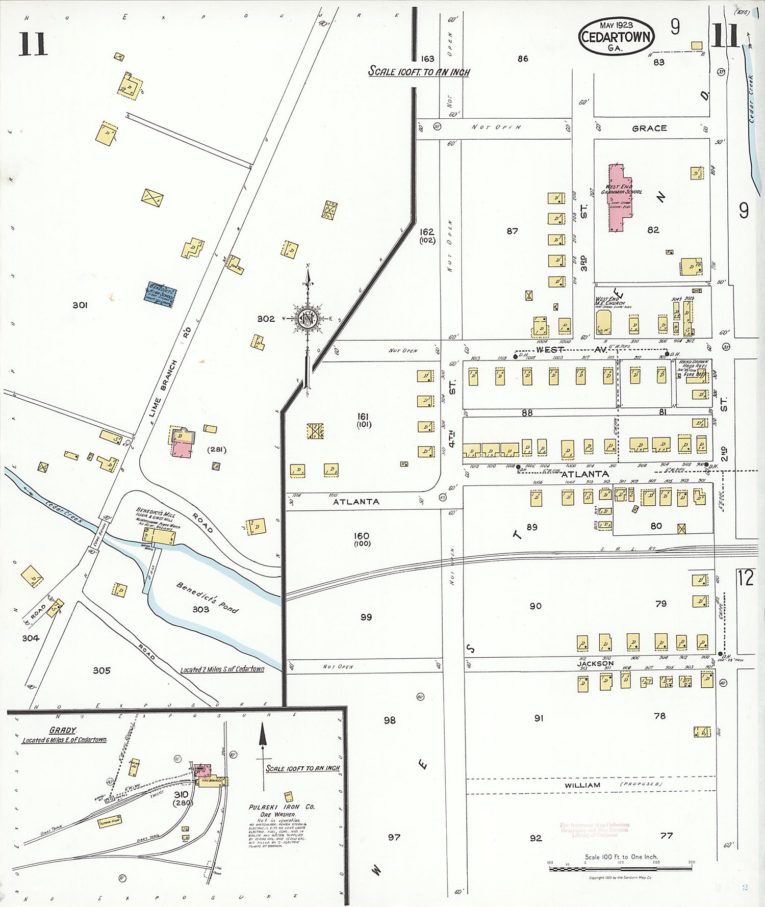 This old map of Cedartown, Polk County, Georgia was created by Sanborn Map Company in 1923