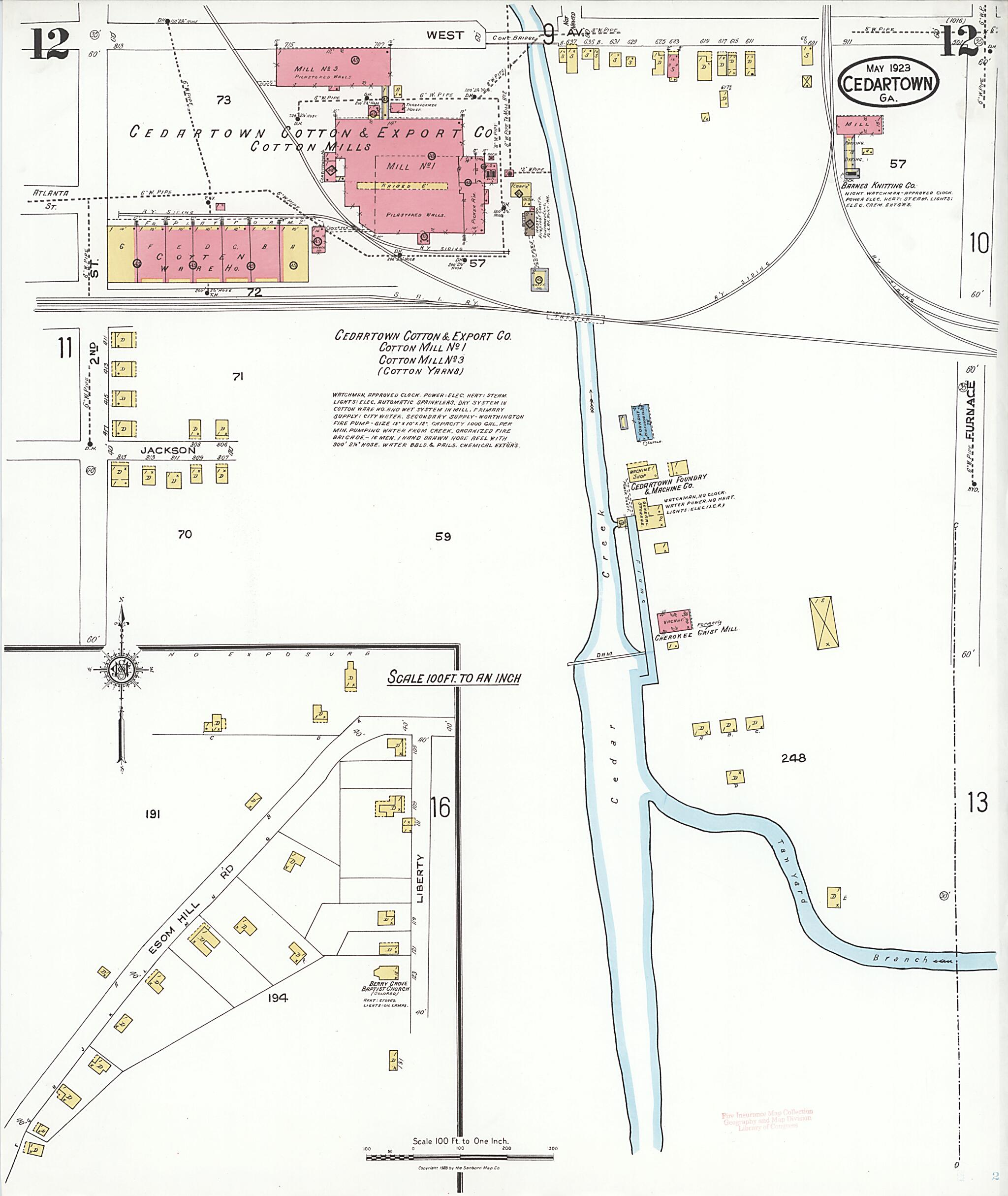 This old map of Cedartown, Polk County, Georgia was created by Sanborn Map Company in 1923