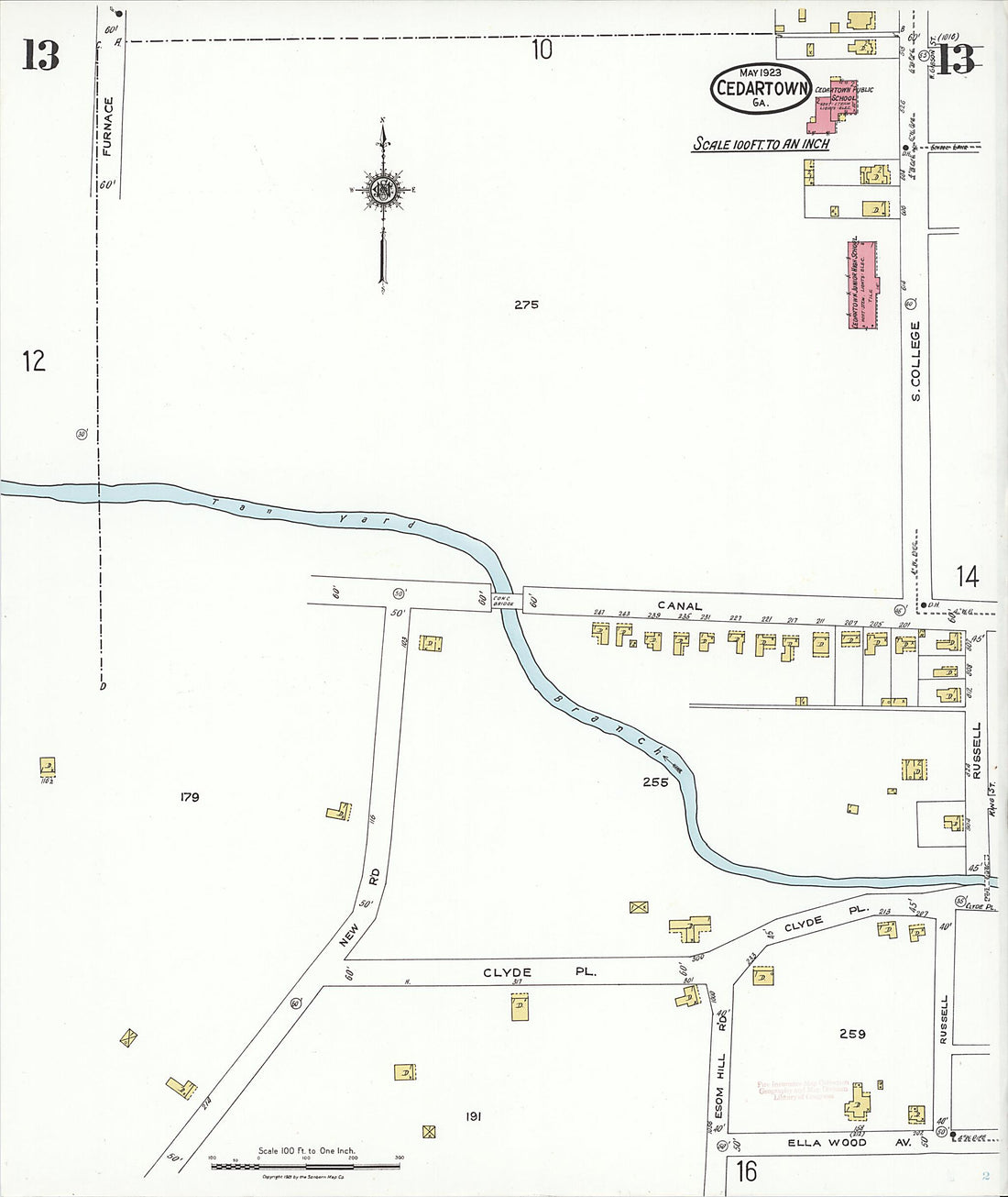 This old map of Cedartown, Polk County, Georgia was created by Sanborn Map Company in 1923