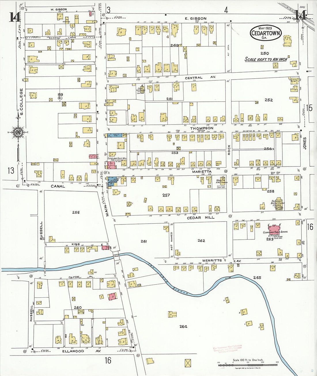 This old map of Cedartown, Polk County, Georgia was created by Sanborn Map Company in 1923