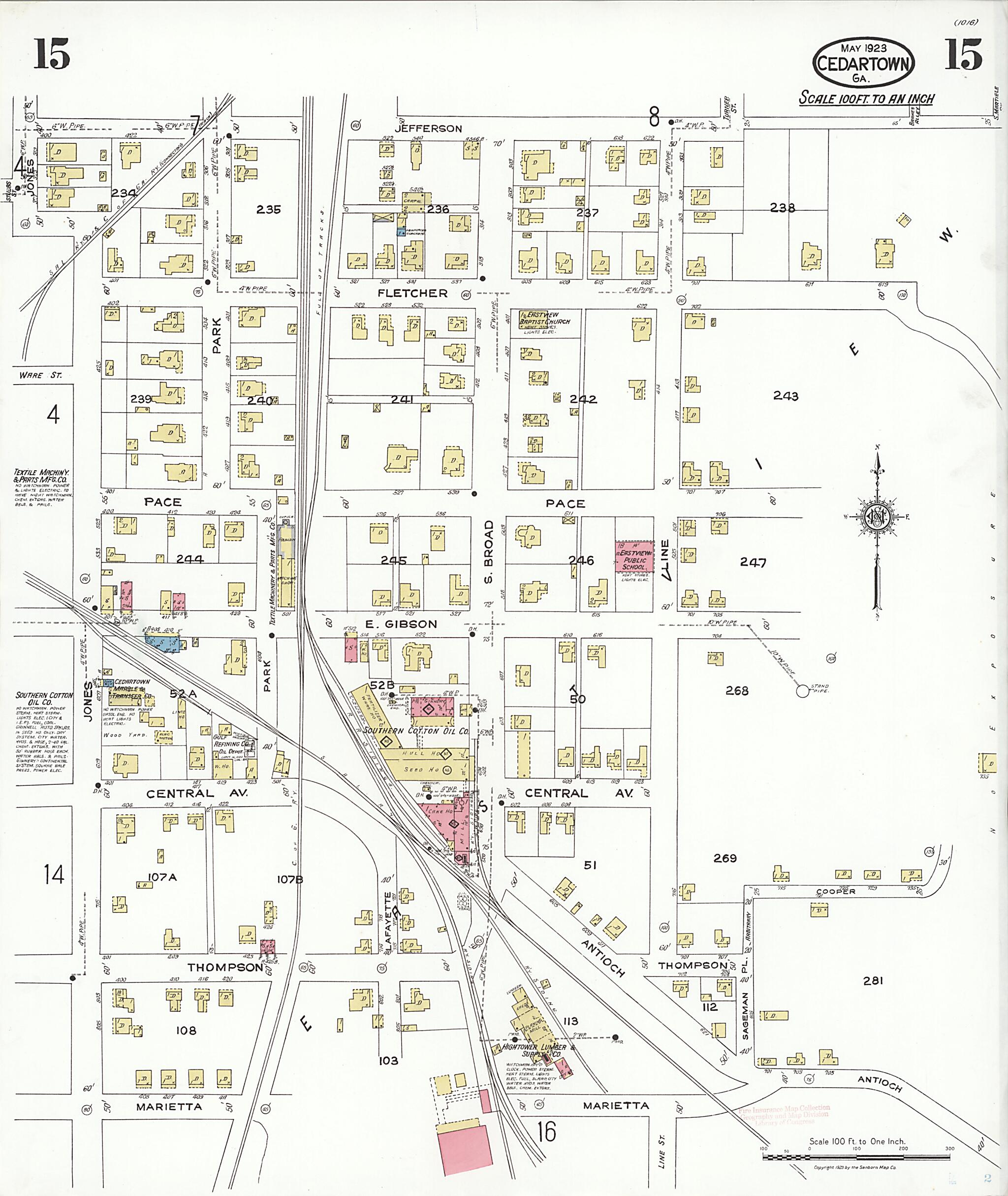 This old map of Cedartown, Polk County, Georgia was created by Sanborn Map Company in 1923