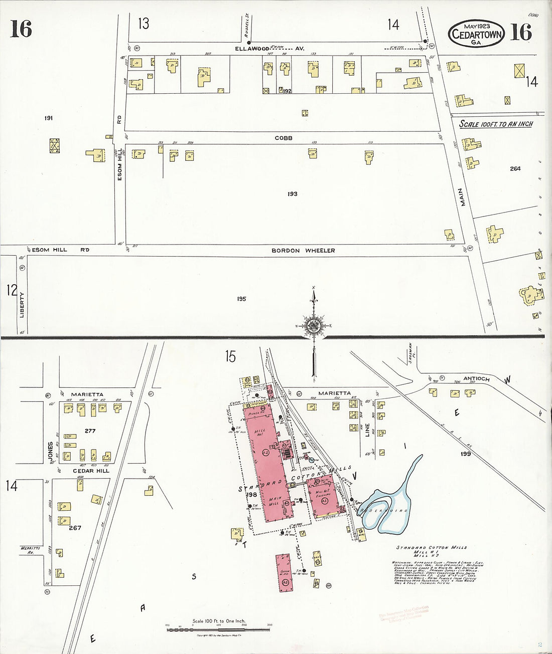 This old map of Cedartown, Polk County, Georgia was created by Sanborn Map Company in 1923