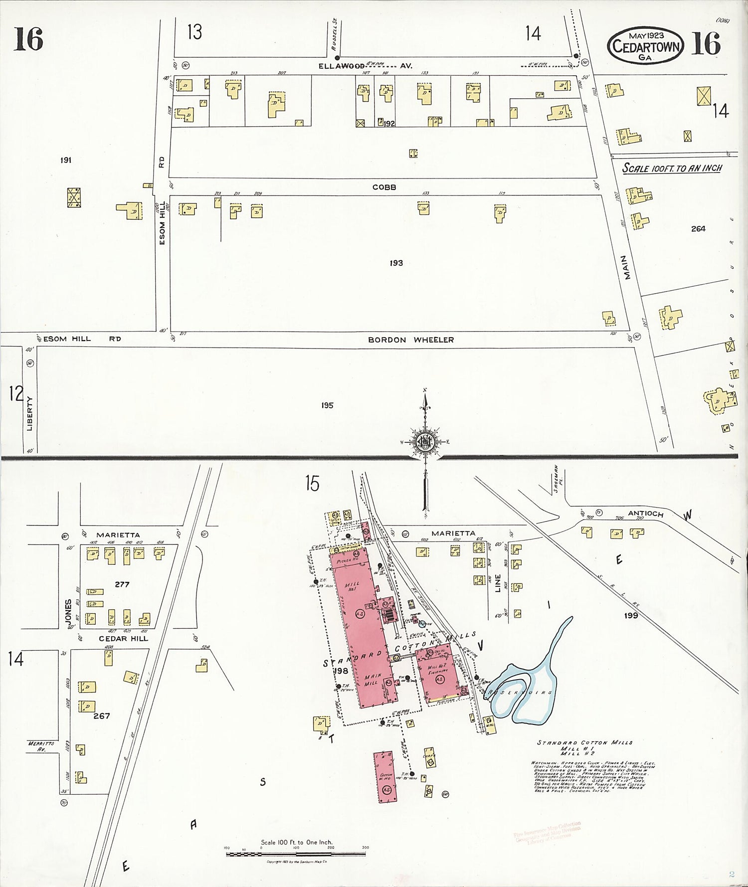 This old map of Cedartown, Polk County, Georgia was created by Sanborn Map Company in 1923