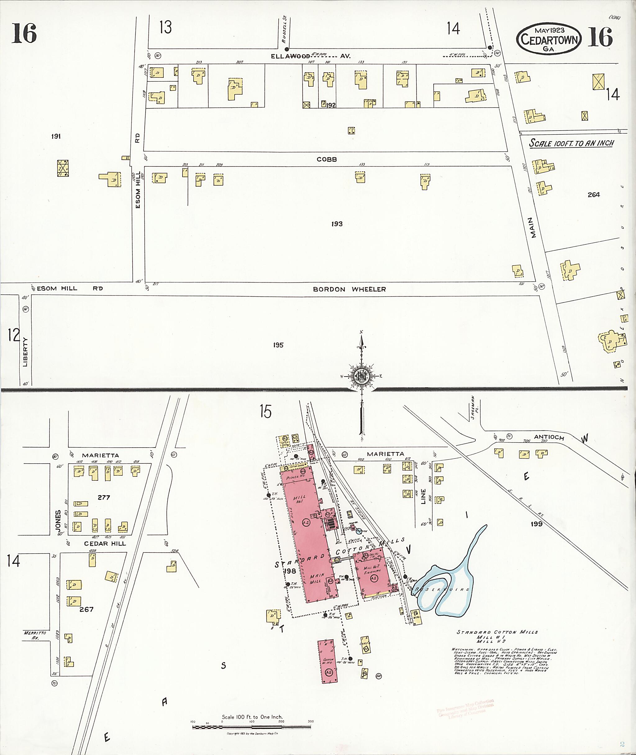 This old map of Cedartown, Polk County, Georgia was created by Sanborn Map Company in 1923