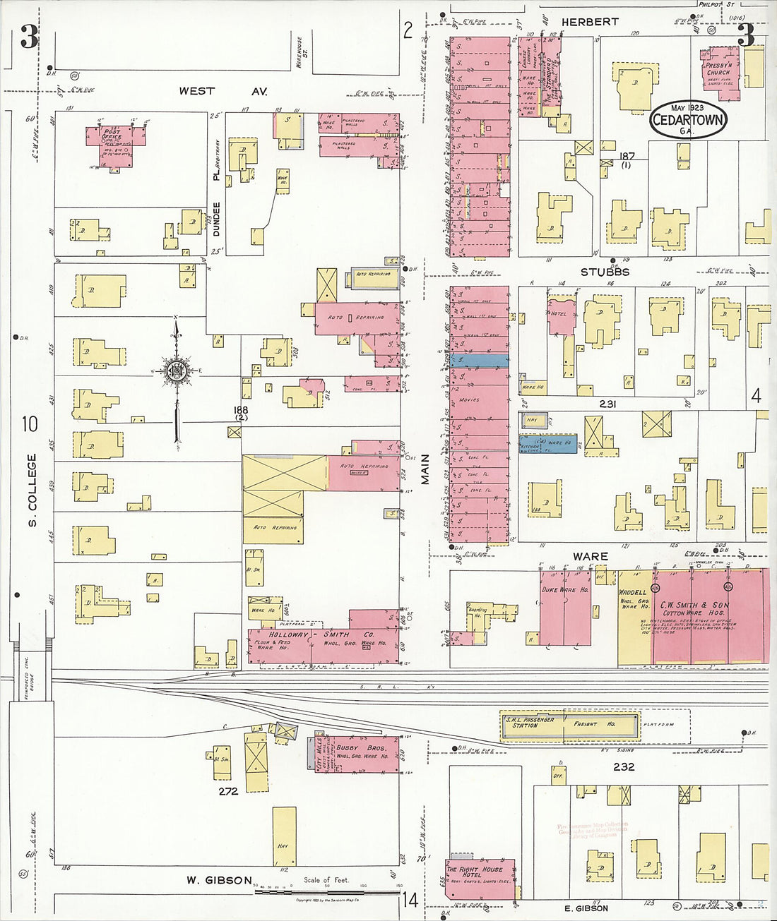 This old map of Cedartown, Polk County, Georgia was created by Sanborn Map Company in 1923