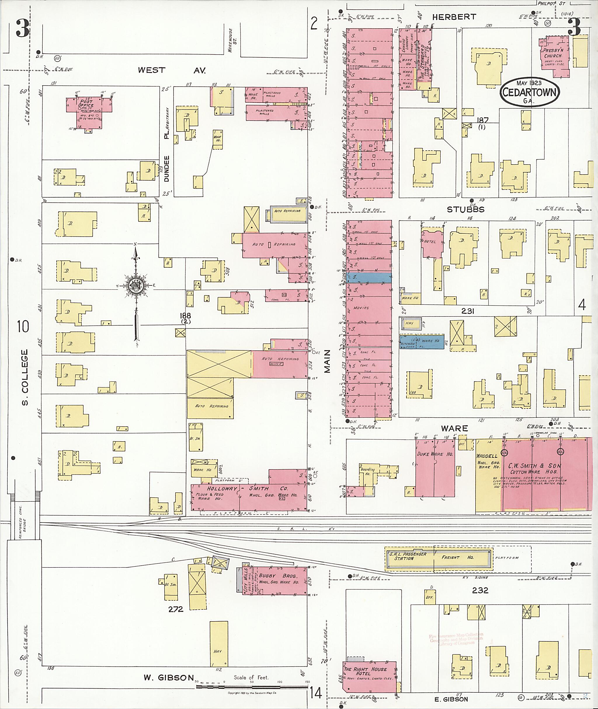 This old map of Cedartown, Polk County, Georgia was created by Sanborn Map Company in 1923