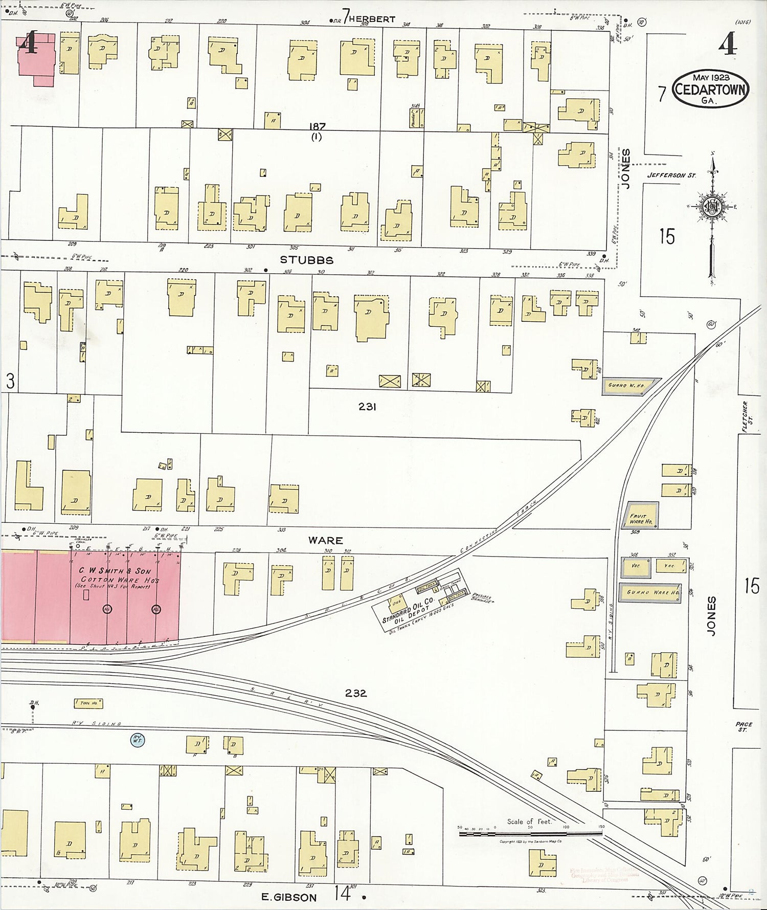 This old map of Cedartown, Polk County, Georgia was created by Sanborn Map Company in 1923