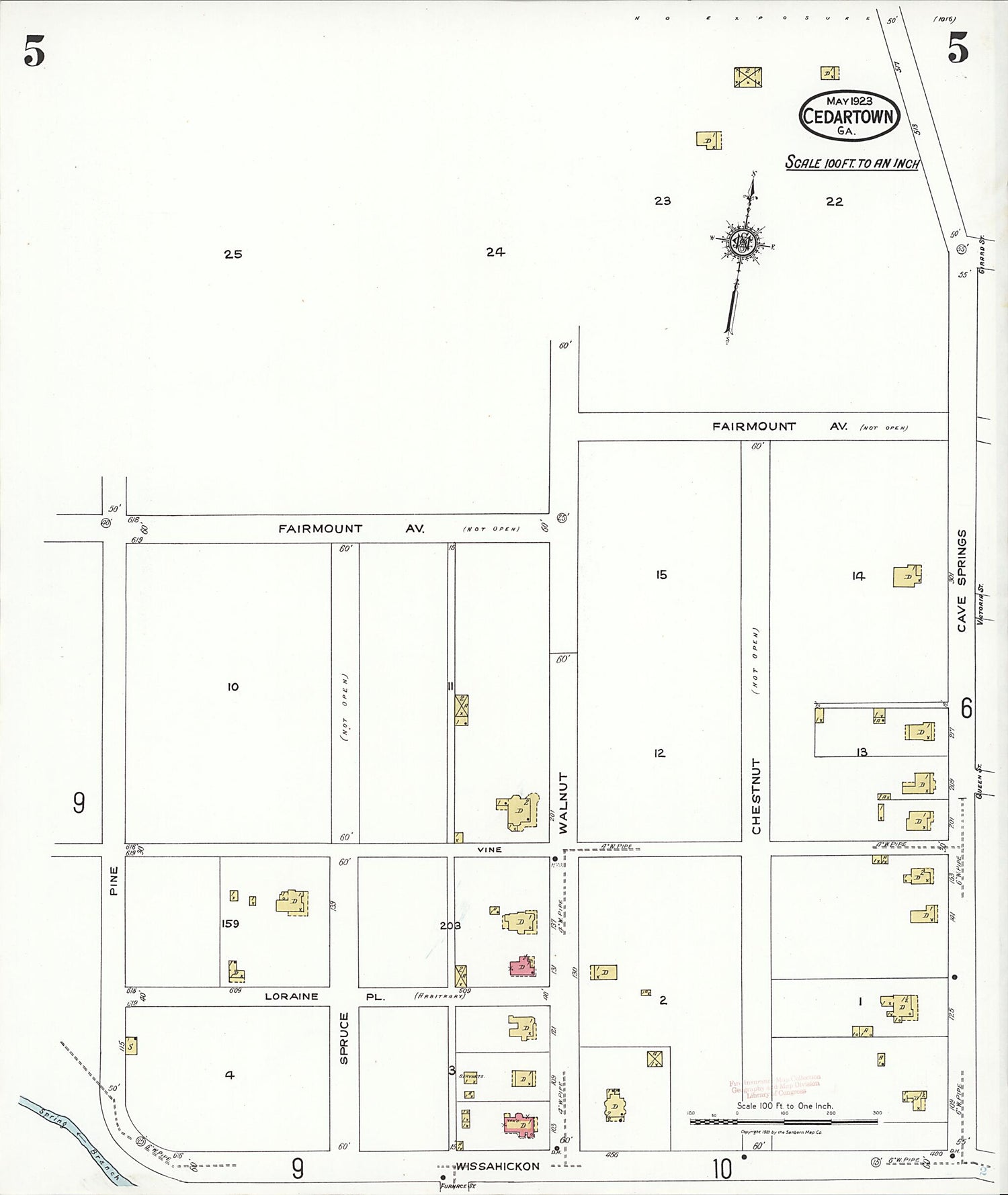 This old map of Cedartown, Polk County, Georgia was created by Sanborn Map Company in 1923