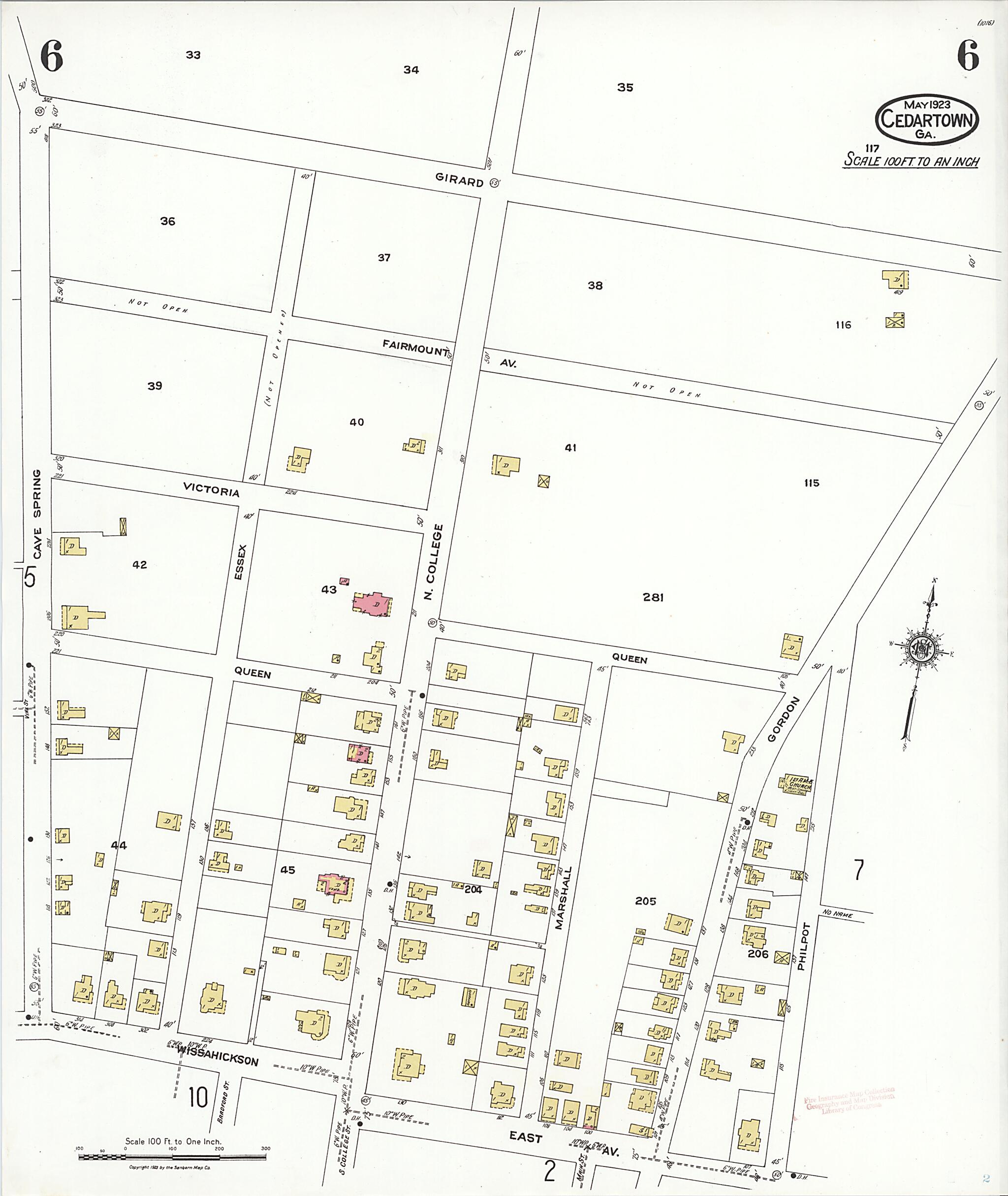 This old map of Cedartown, Polk County, Georgia was created by Sanborn Map Company in 1923