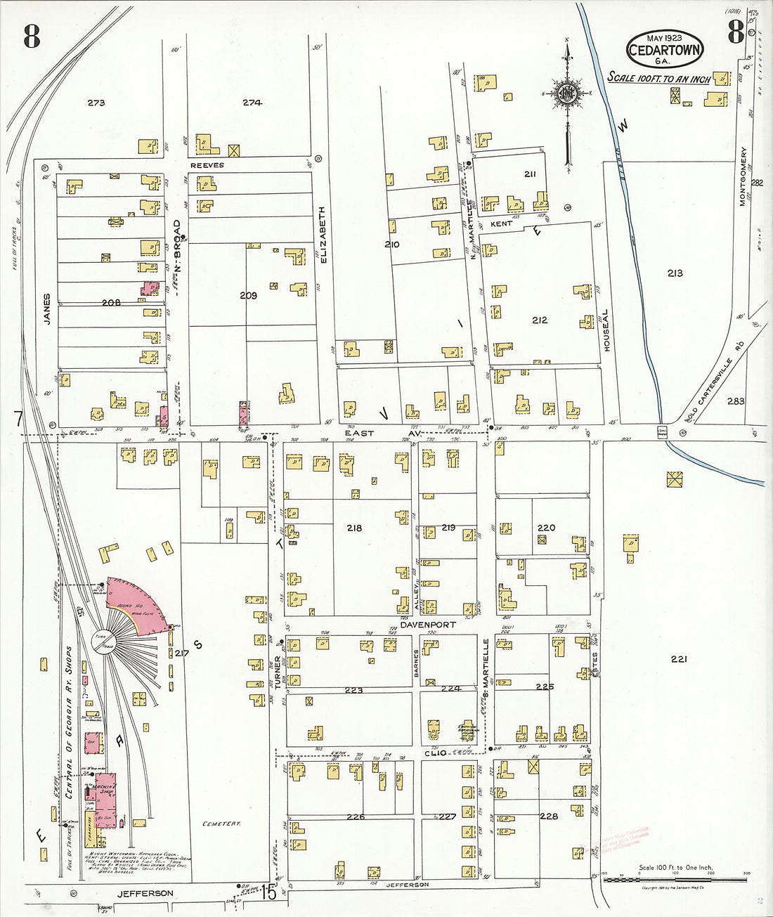 This old map of Cedartown, Polk County, Georgia was created by Sanborn Map Company in 1923