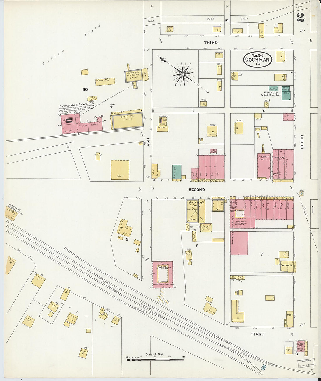 This old map of Cochran, Bleckley County, Georgia was created by Sanborn Map Company in 1906