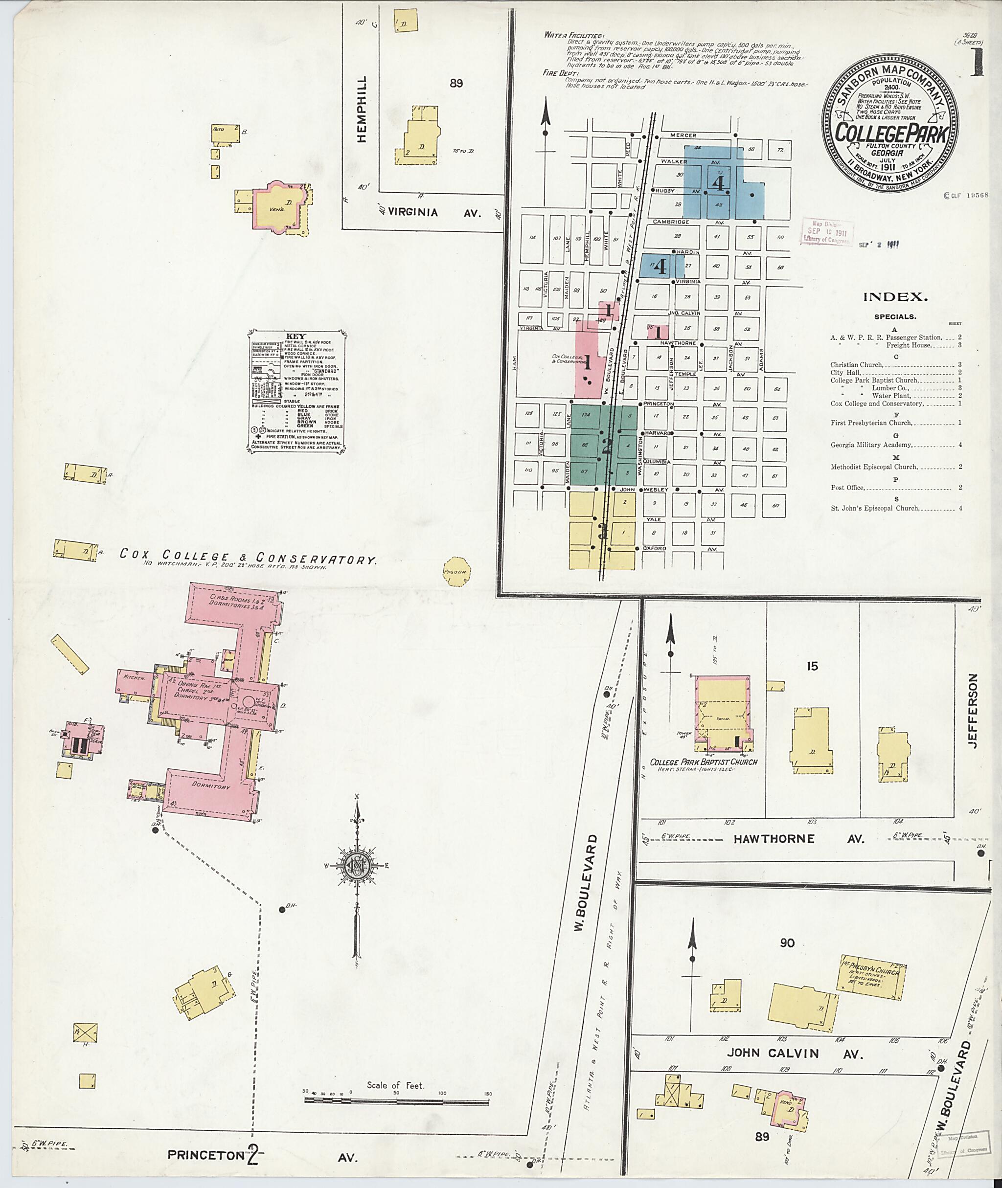 This old map of College Park, Fulton County, Georgia was created by Sanborn Map Company in 1911