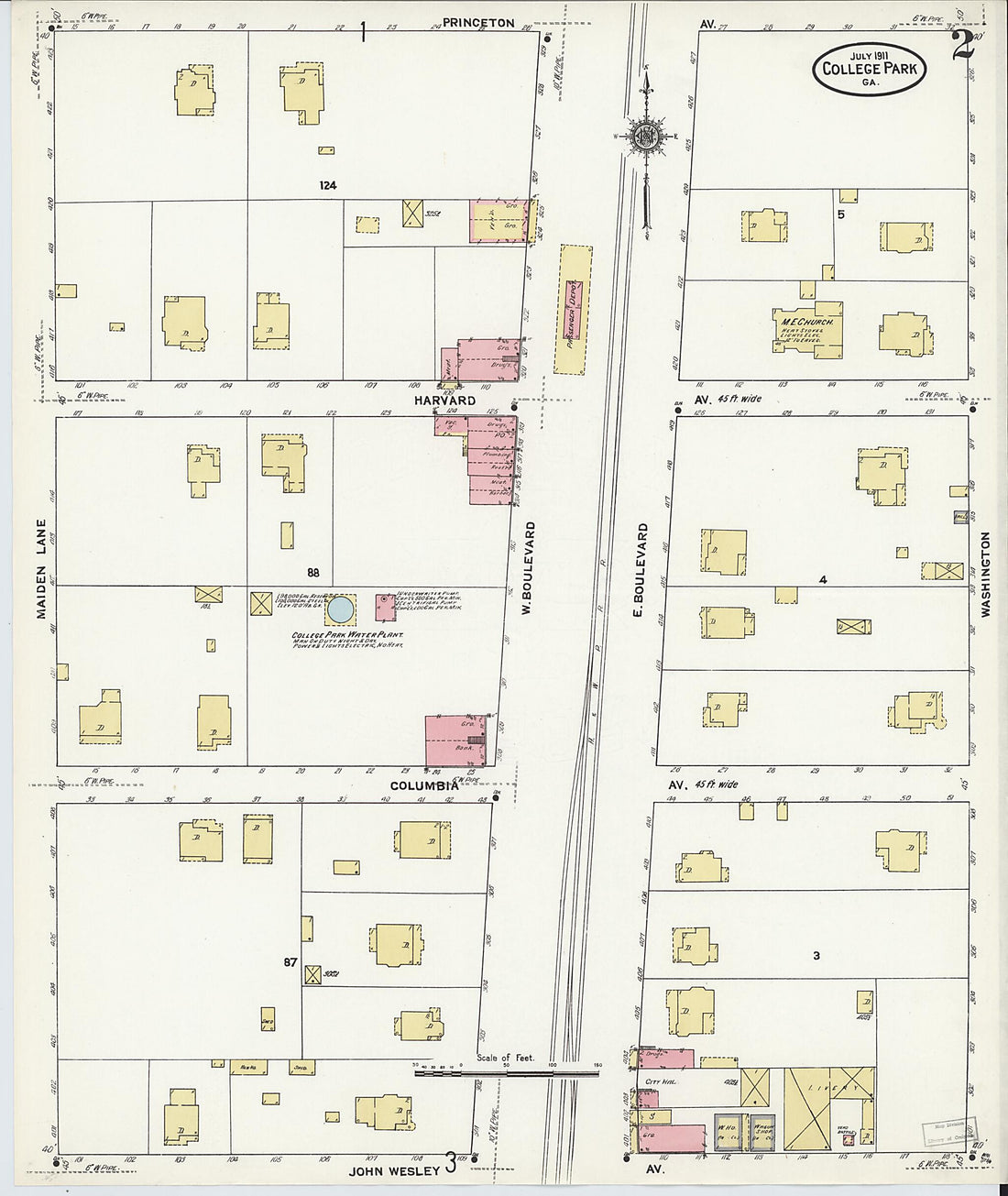 This old map of College Park, Fulton County, Georgia was created by Sanborn Map Company in 1911