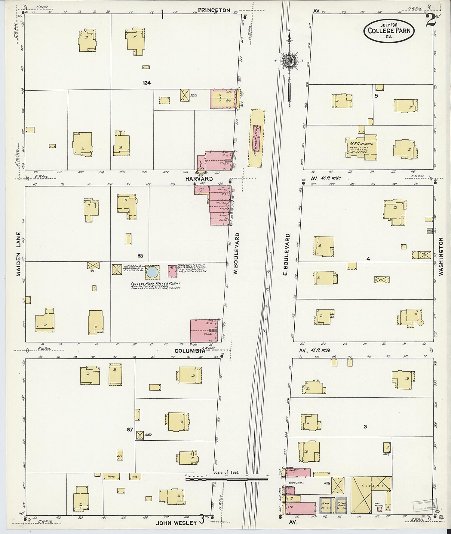 This old map of College Park, Fulton County, Georgia was created by Sanborn Map Company in 1911