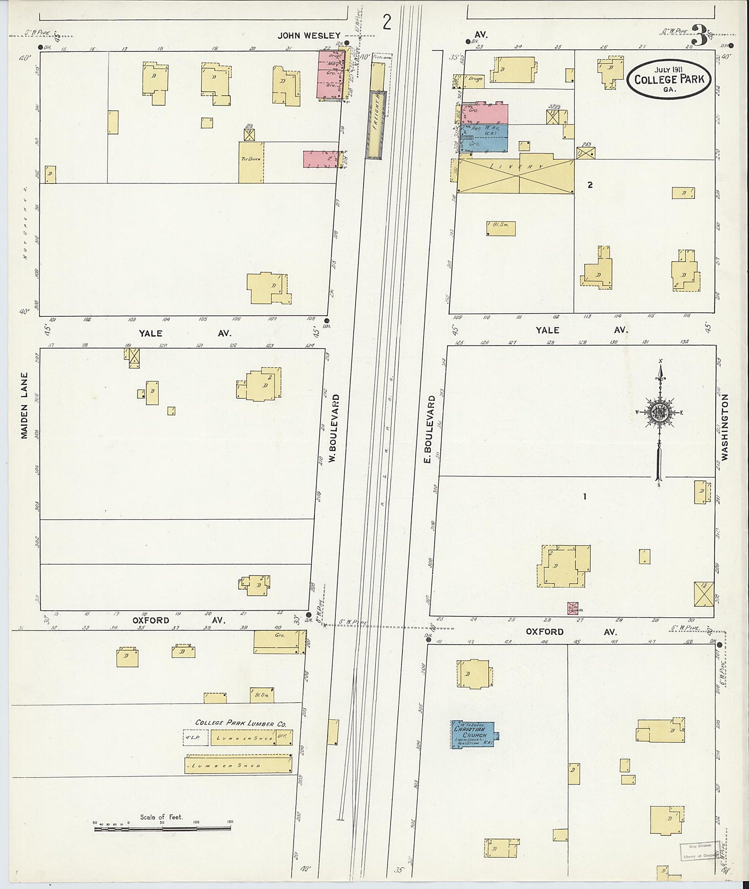 This old map of College Park, Fulton County, Georgia was created by Sanborn Map Company in 1911