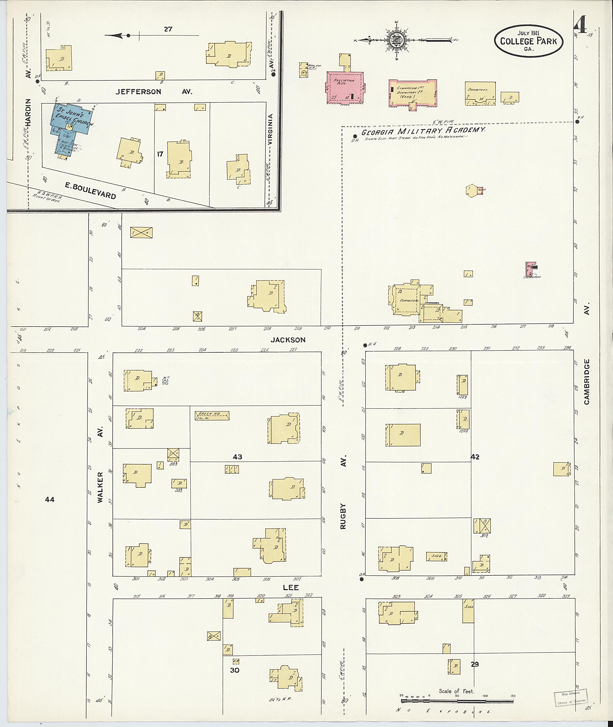 This old map of College Park, Fulton County, Georgia was created by Sanborn Map Company in 1911